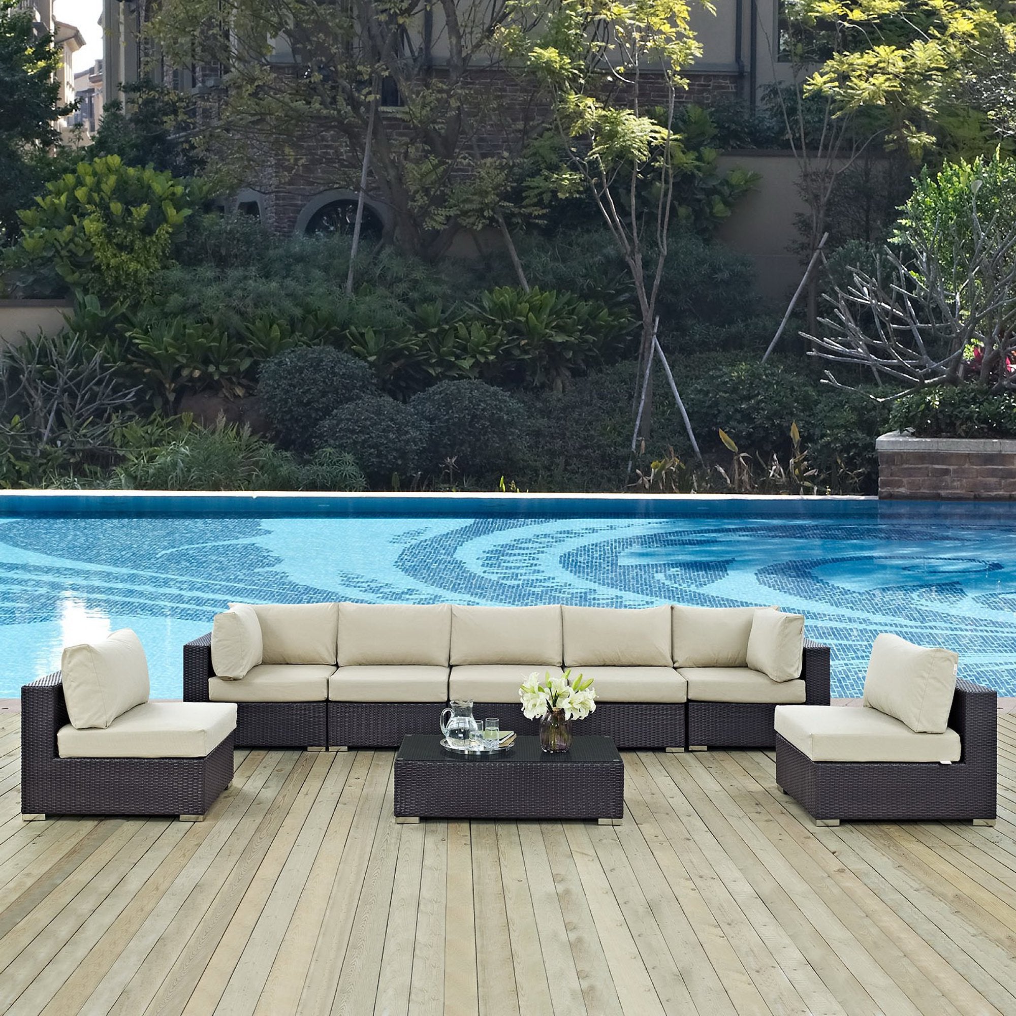 Modway Convene 8 Piece Outdoor Patio Sectional Set