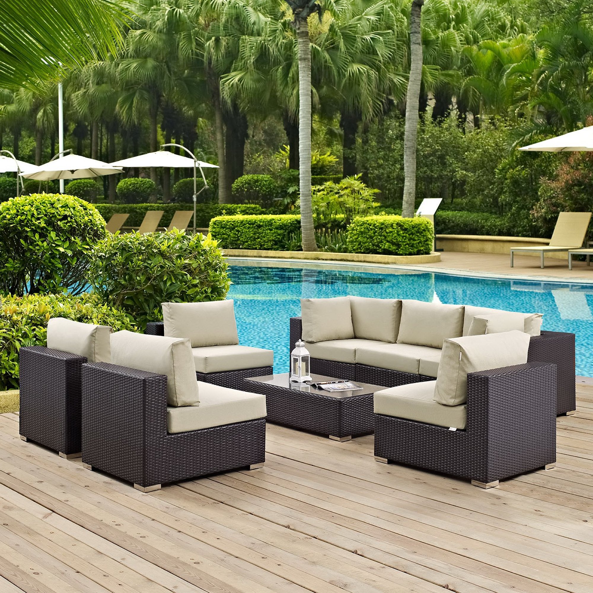 Modway Convene 8 Piece Outdoor Patio Sectional Set