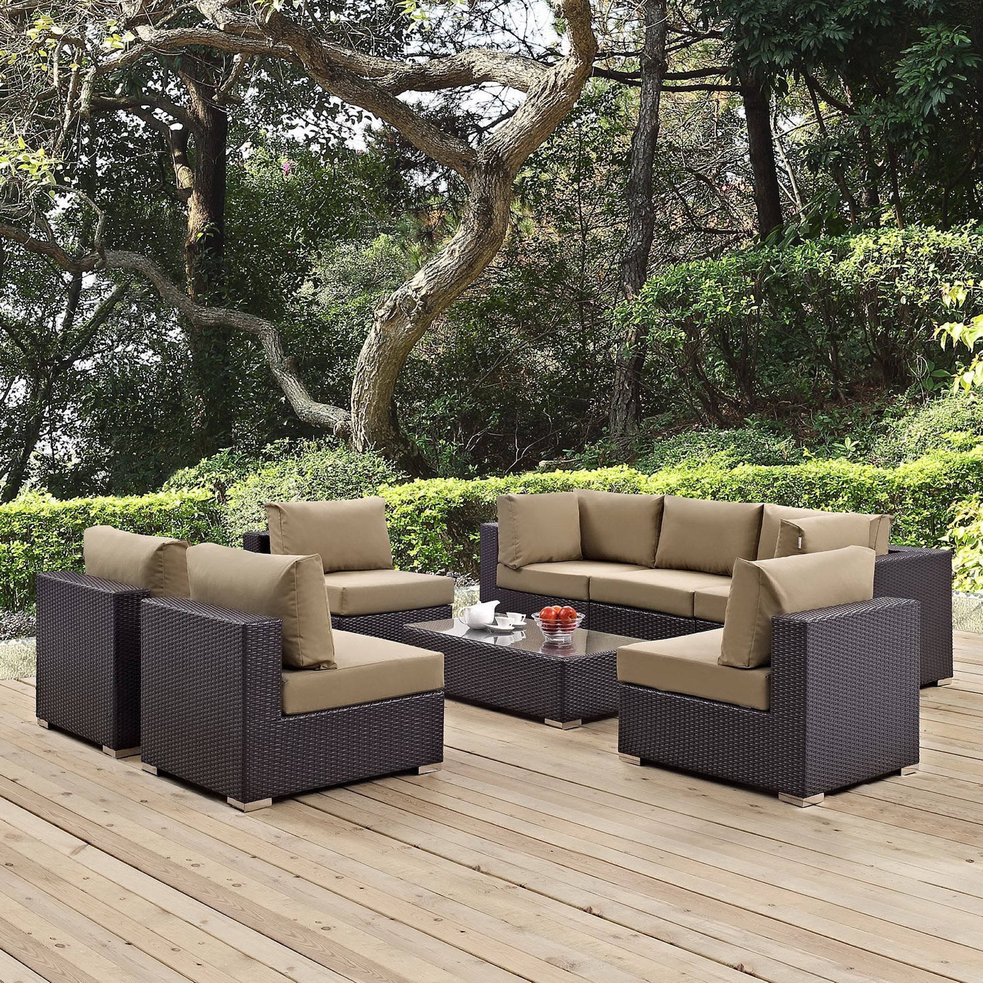 Modway Convene 8 Piece Outdoor Patio Sectional Set
