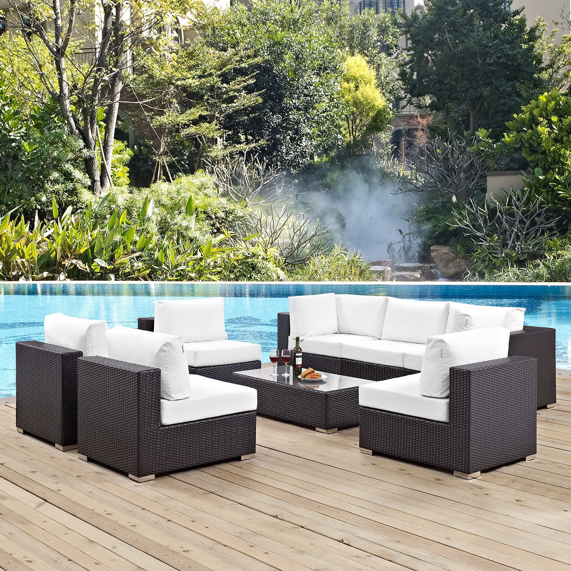 Modway Convene 8 Piece Outdoor Patio Sectional Set