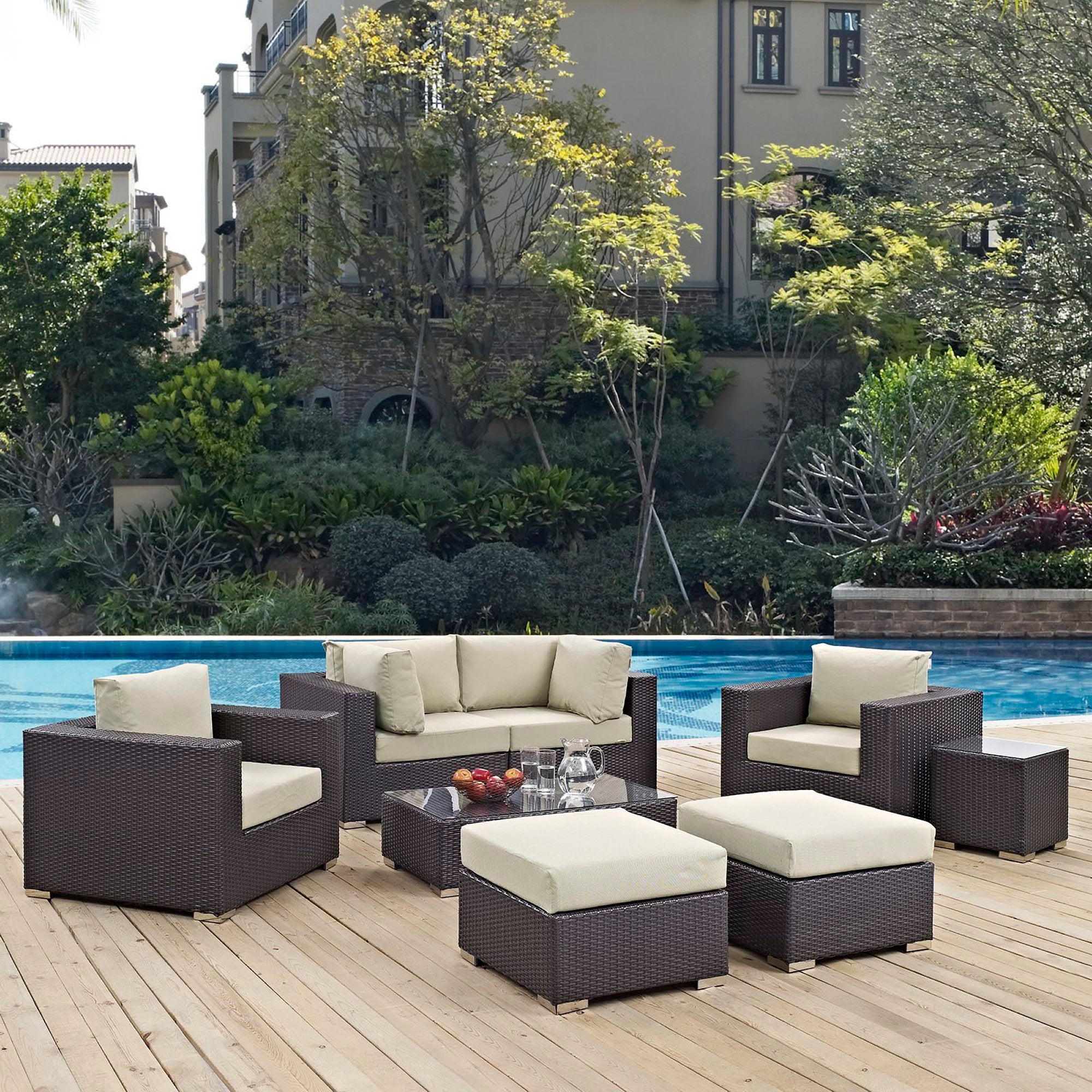 Modway Convene 8 Piece Outdoor Patio Sectional Set