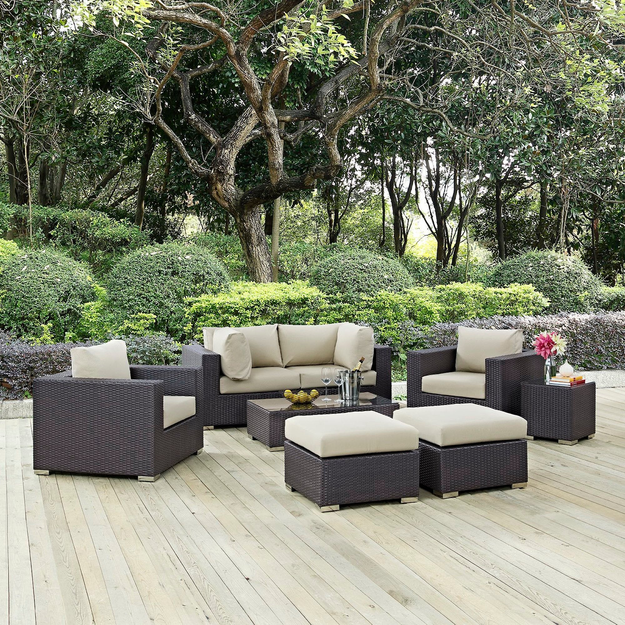 Modway Convene 8 Piece Outdoor Patio Sectional Set