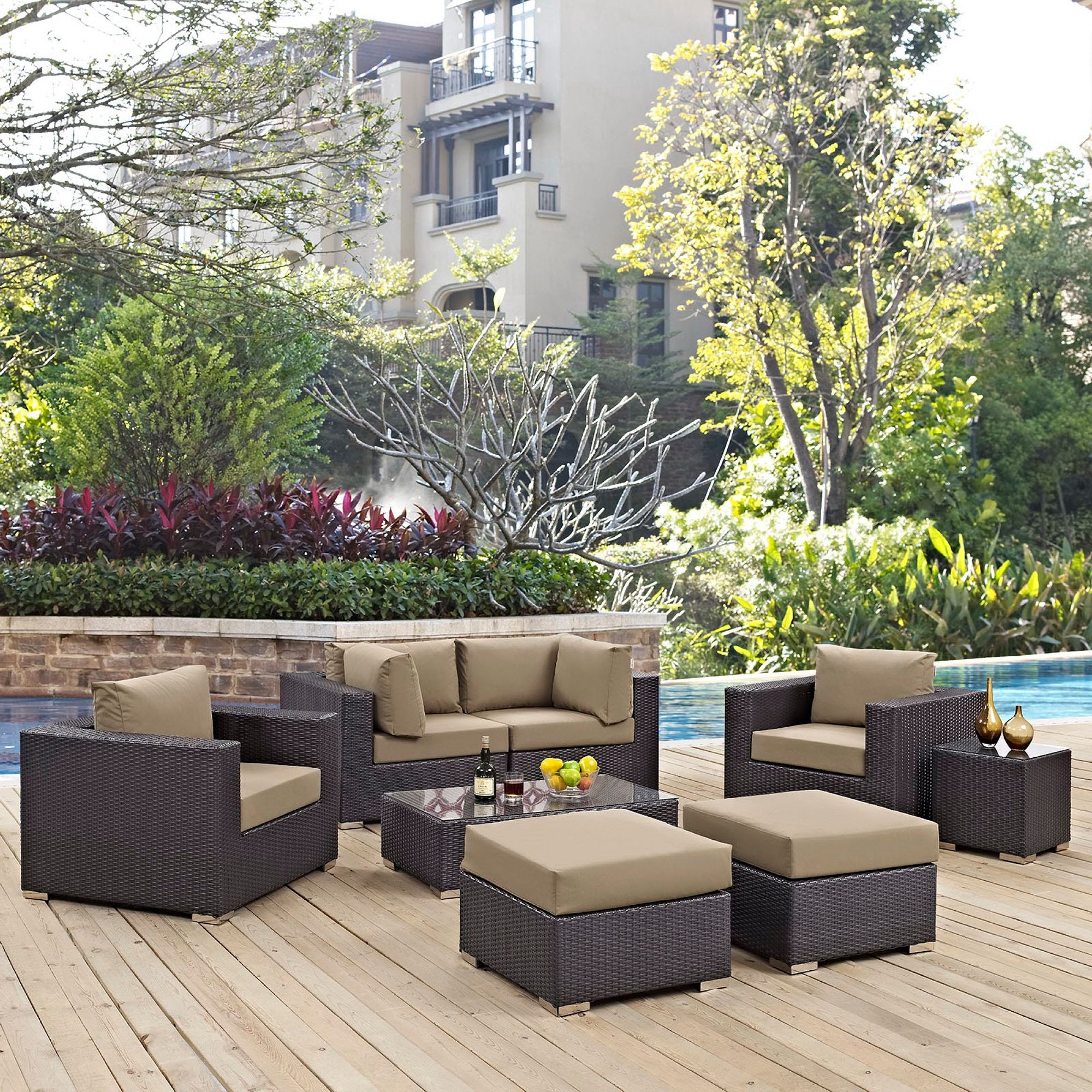 Modway Convene 8 Piece Outdoor Patio Sectional Set