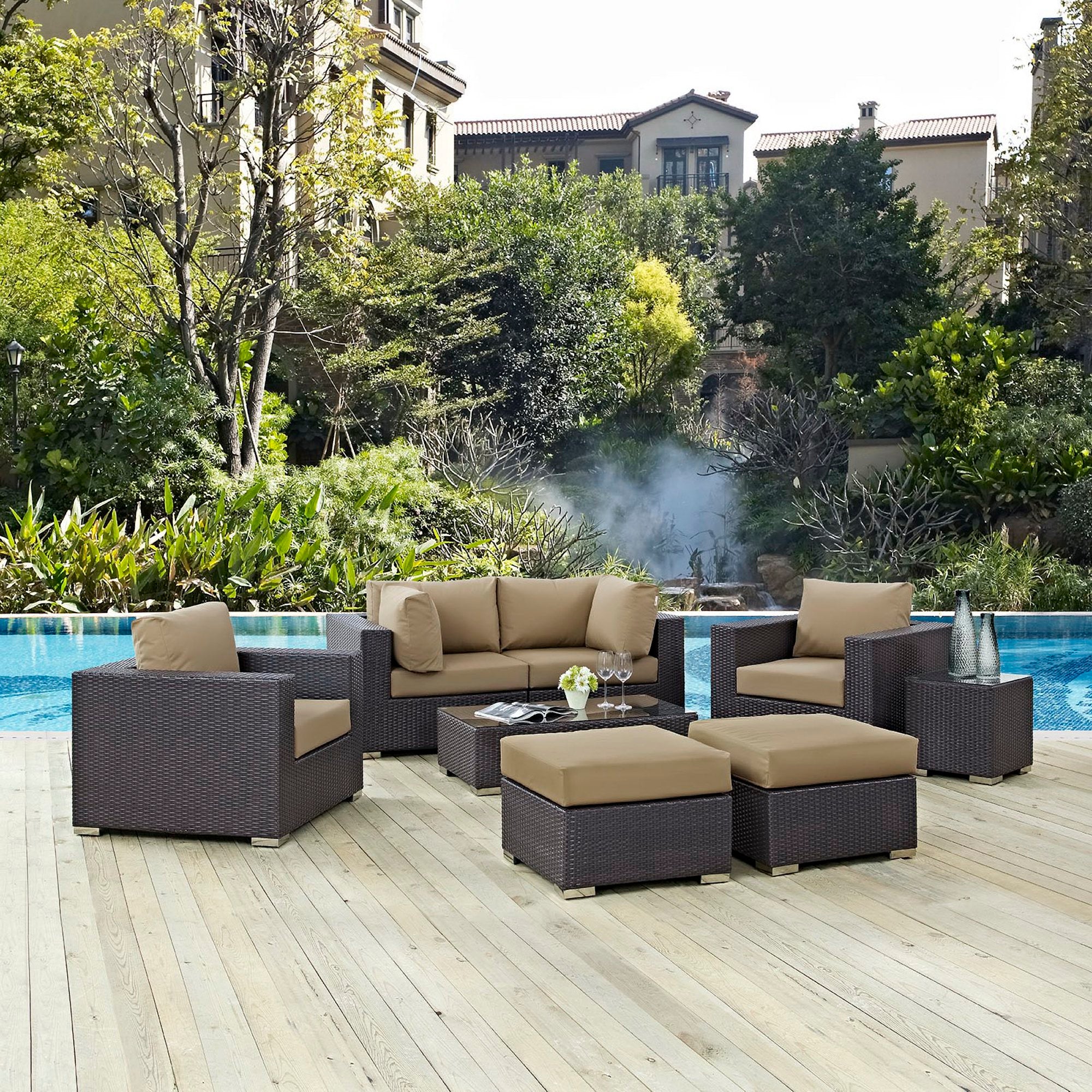 Modway Convene 8 Piece Outdoor Patio Sectional Set