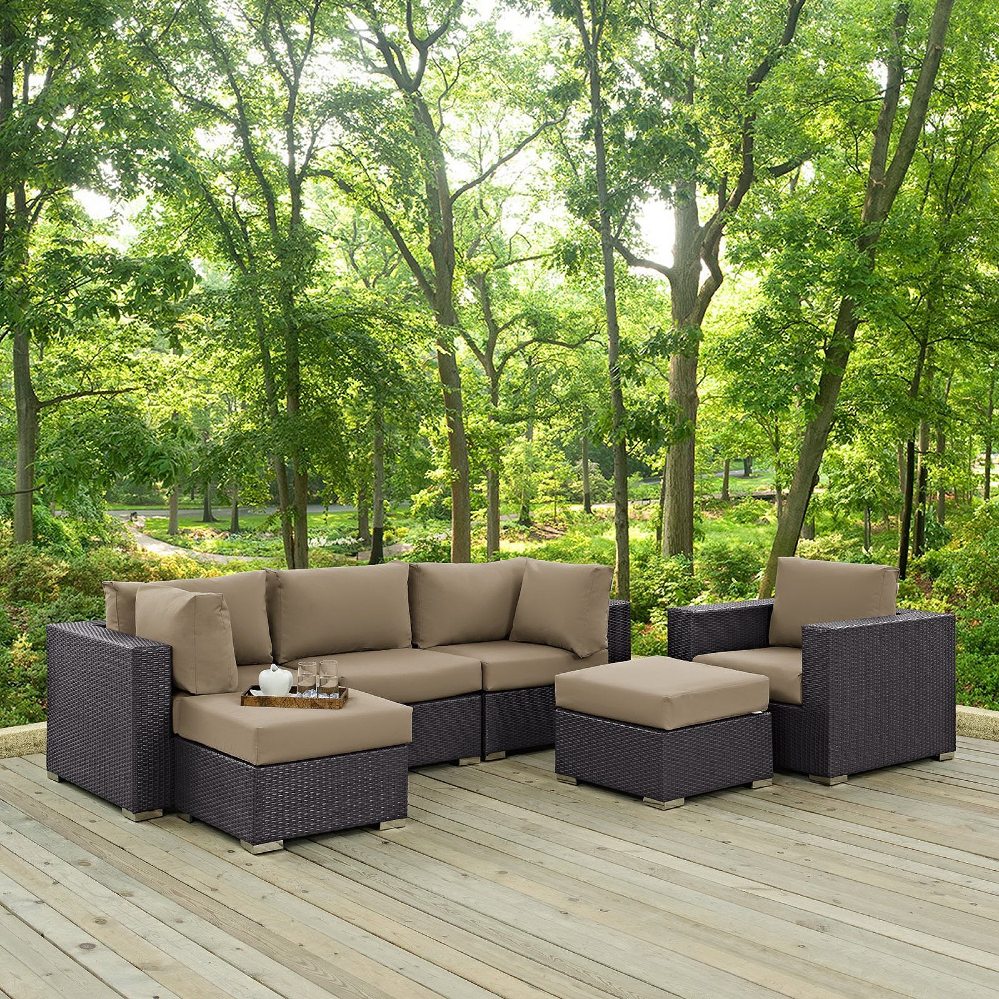 Modway Convene 6 Piece Outdoor Patio Sectional Set