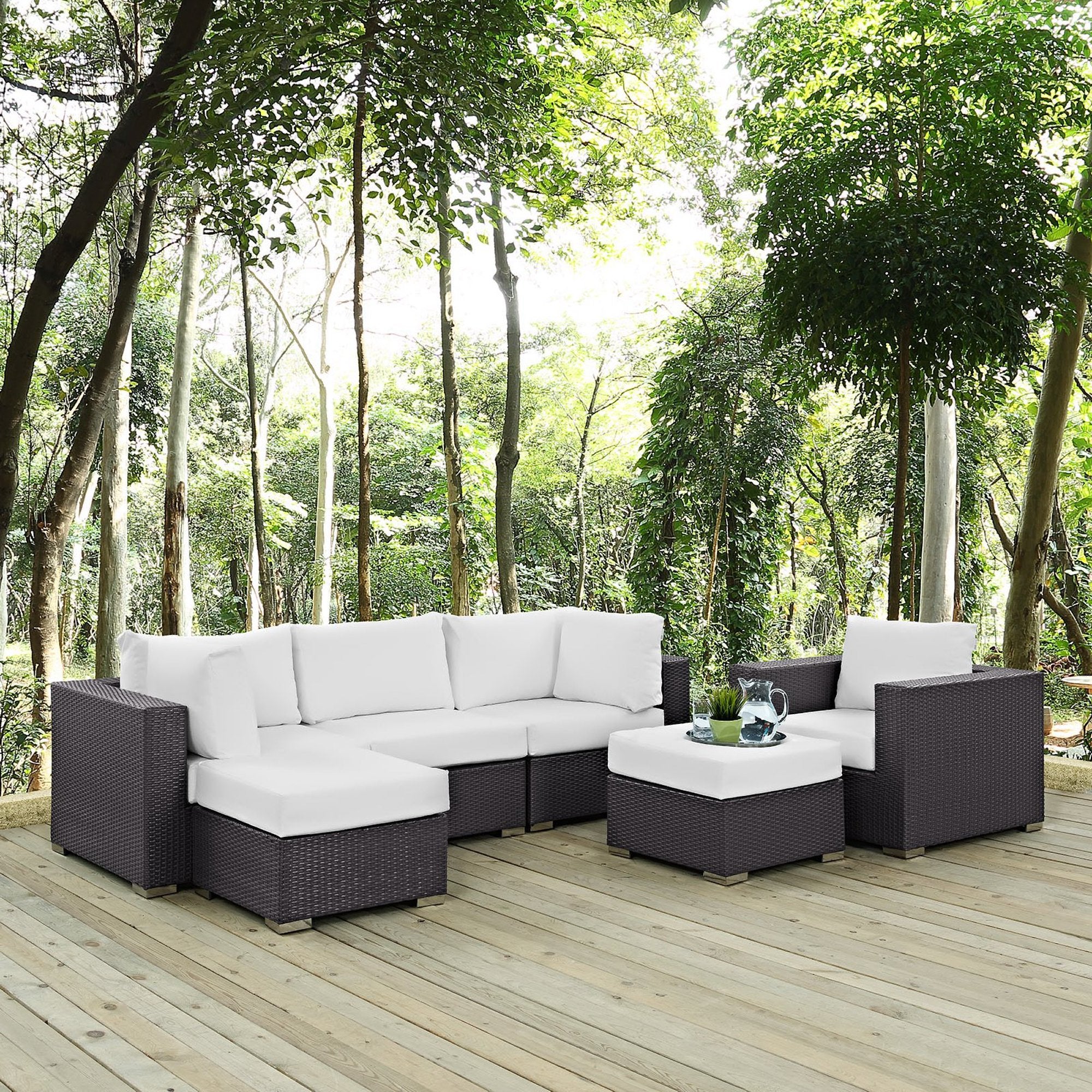 Modway Convene 6 Piece Outdoor Patio Sectional Set