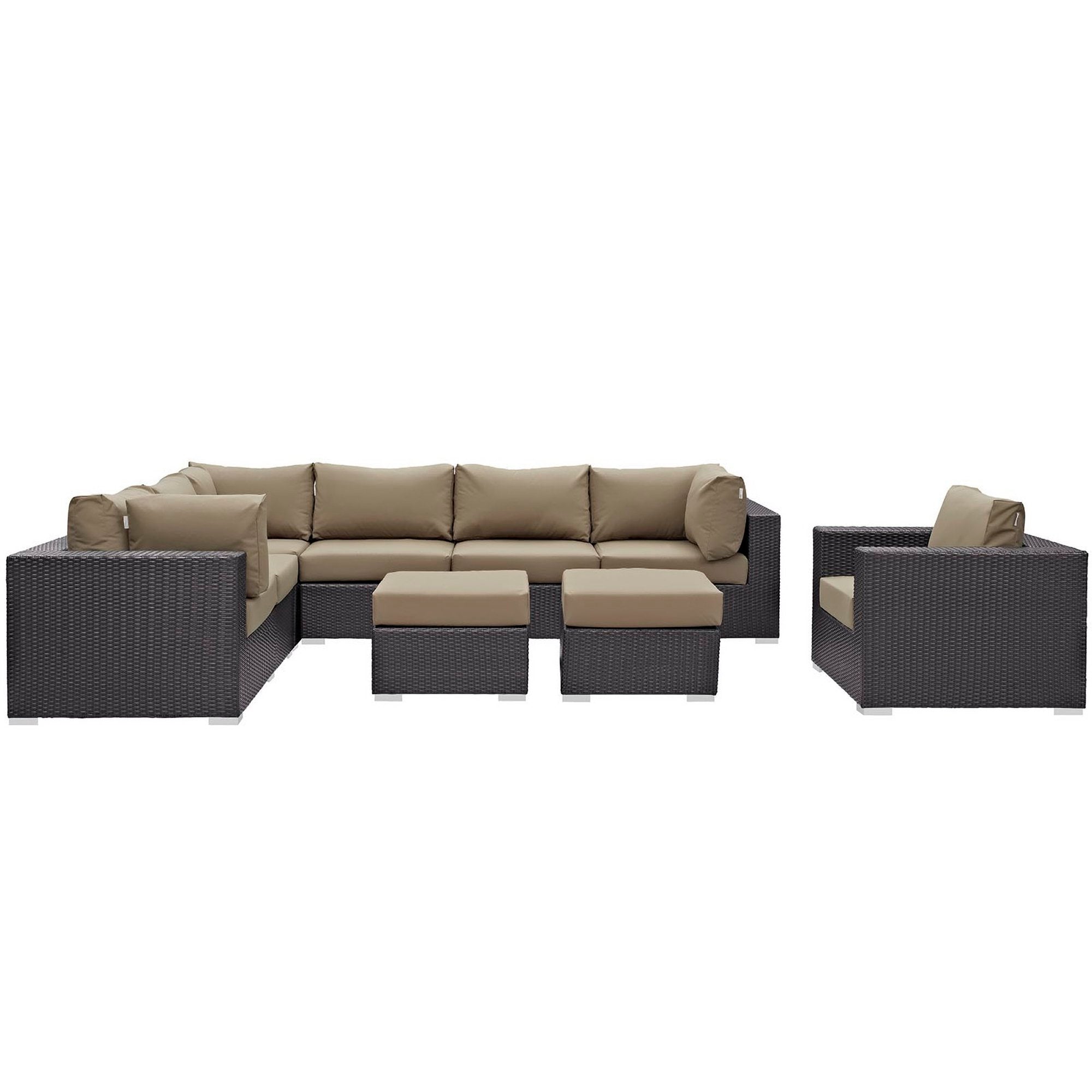 Modway Convene 9 Piece Outdoor Patio Sectional Set