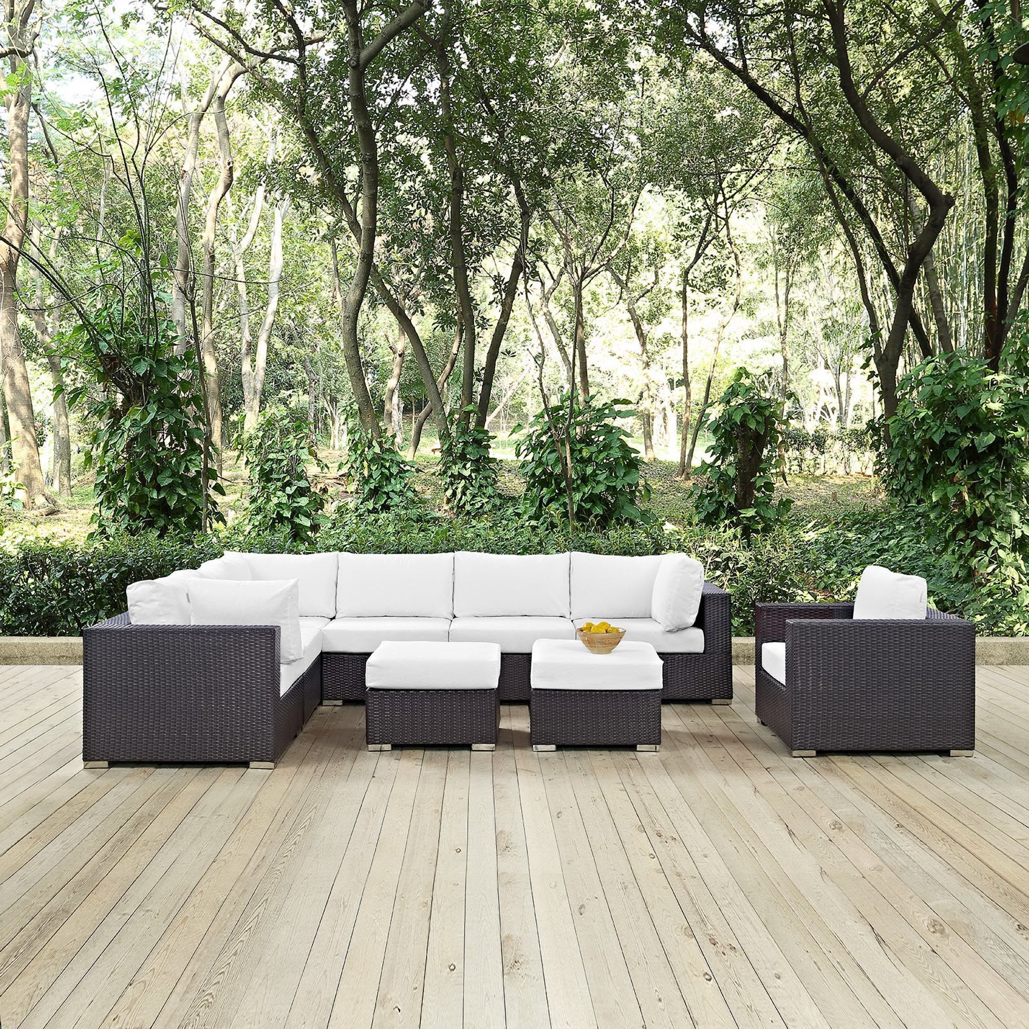 Modway Convene 9 Piece Outdoor Patio Sectional Set