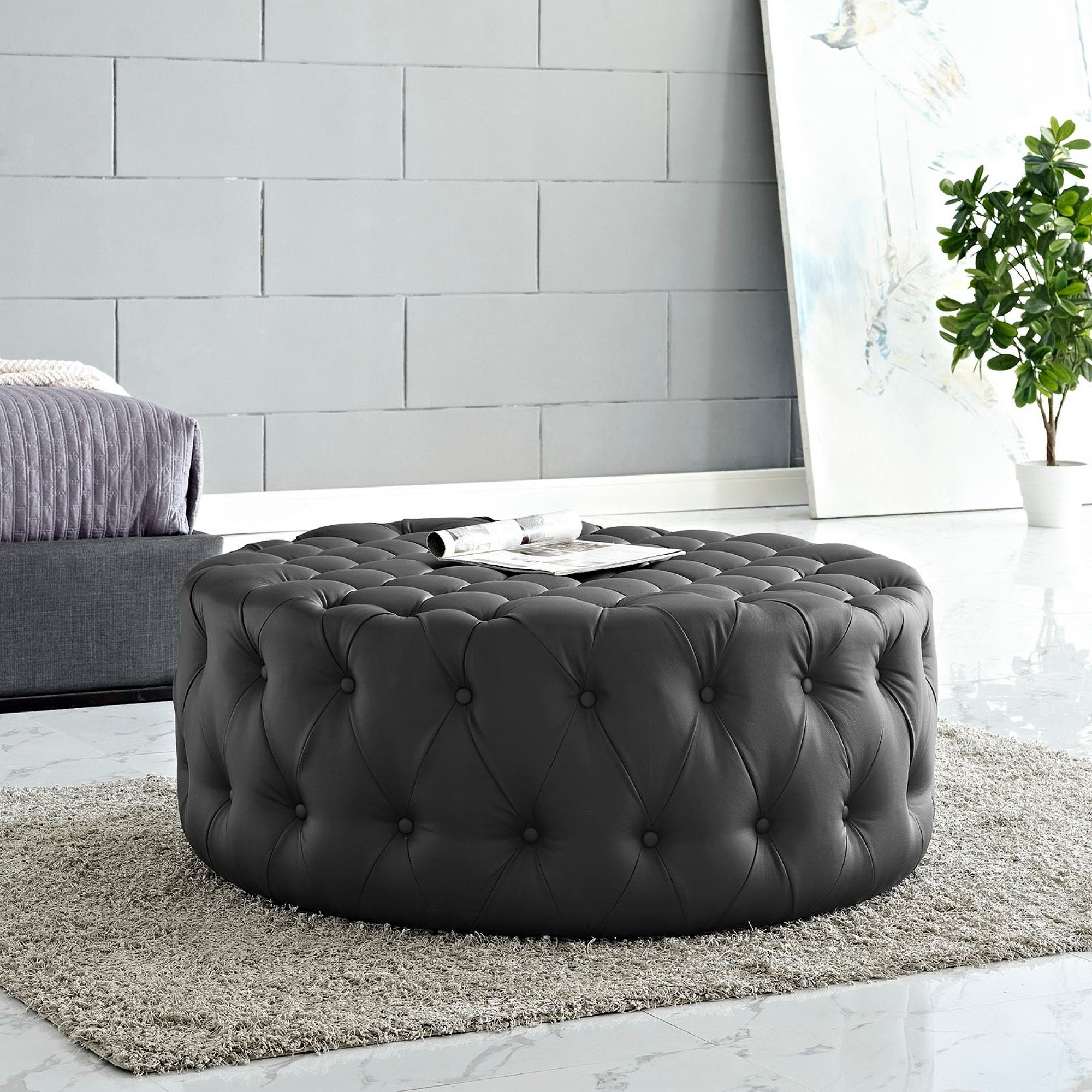 Modway Amour Upholstered Vinyl Ottoman