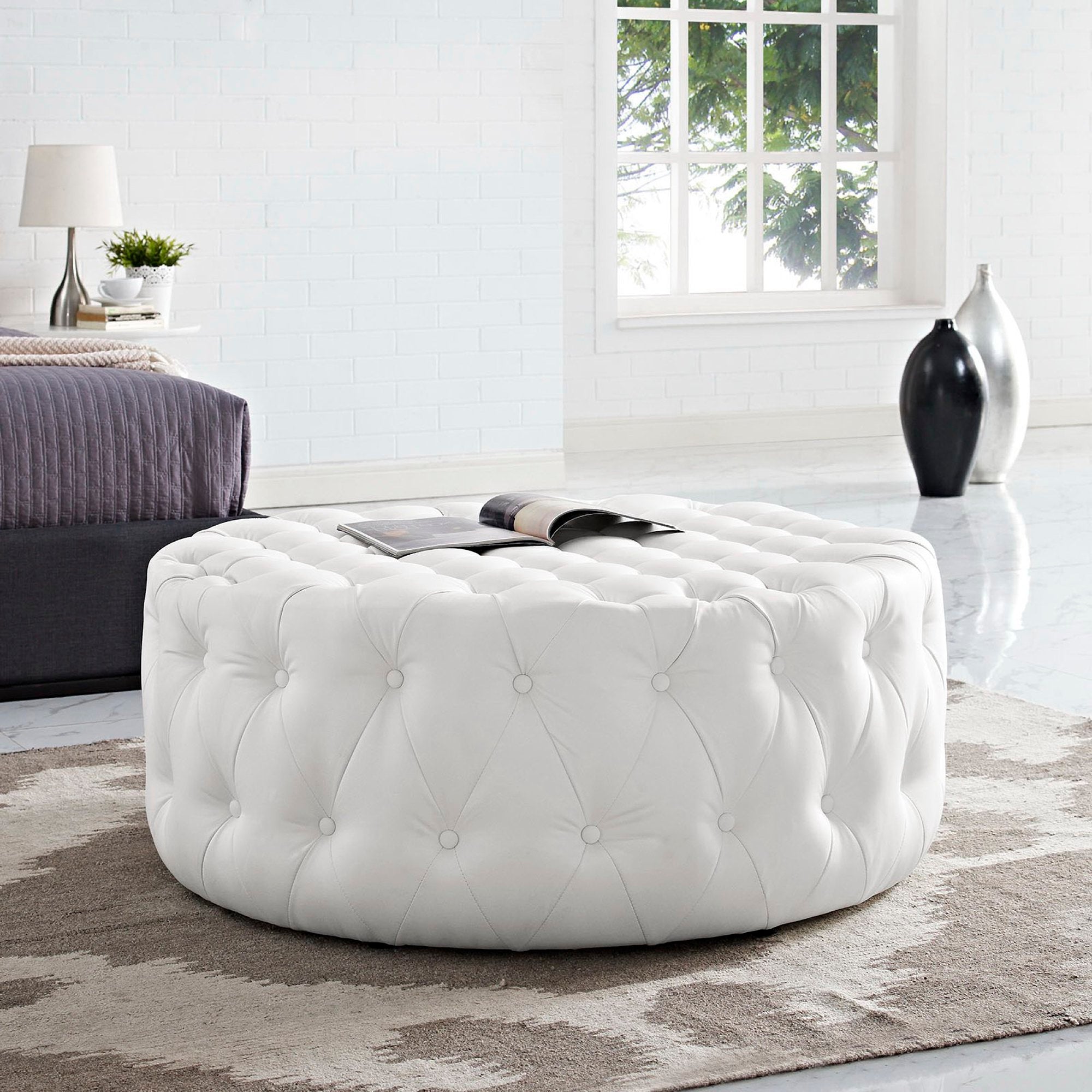 Modway Amour Upholstered Vinyl Ottoman