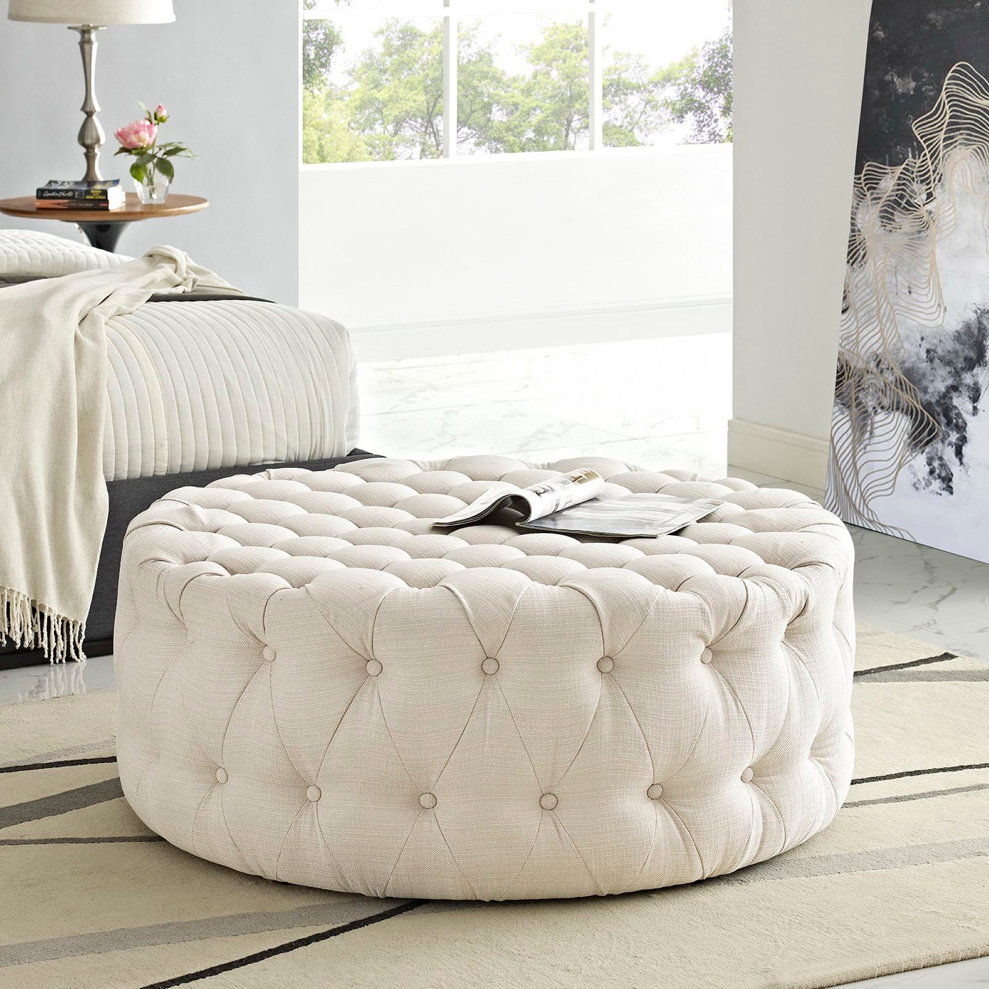 Modway Amour Upholstered Fabric Ottoman