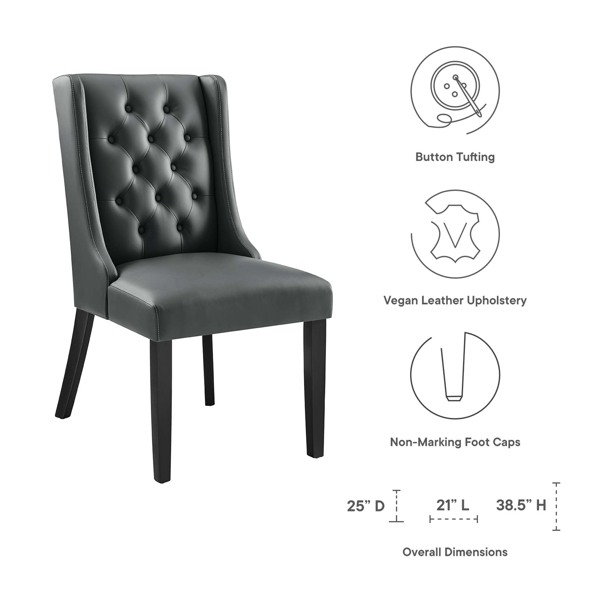 Modway Baronet Button Tufted Vegan Leather Dining Chair
