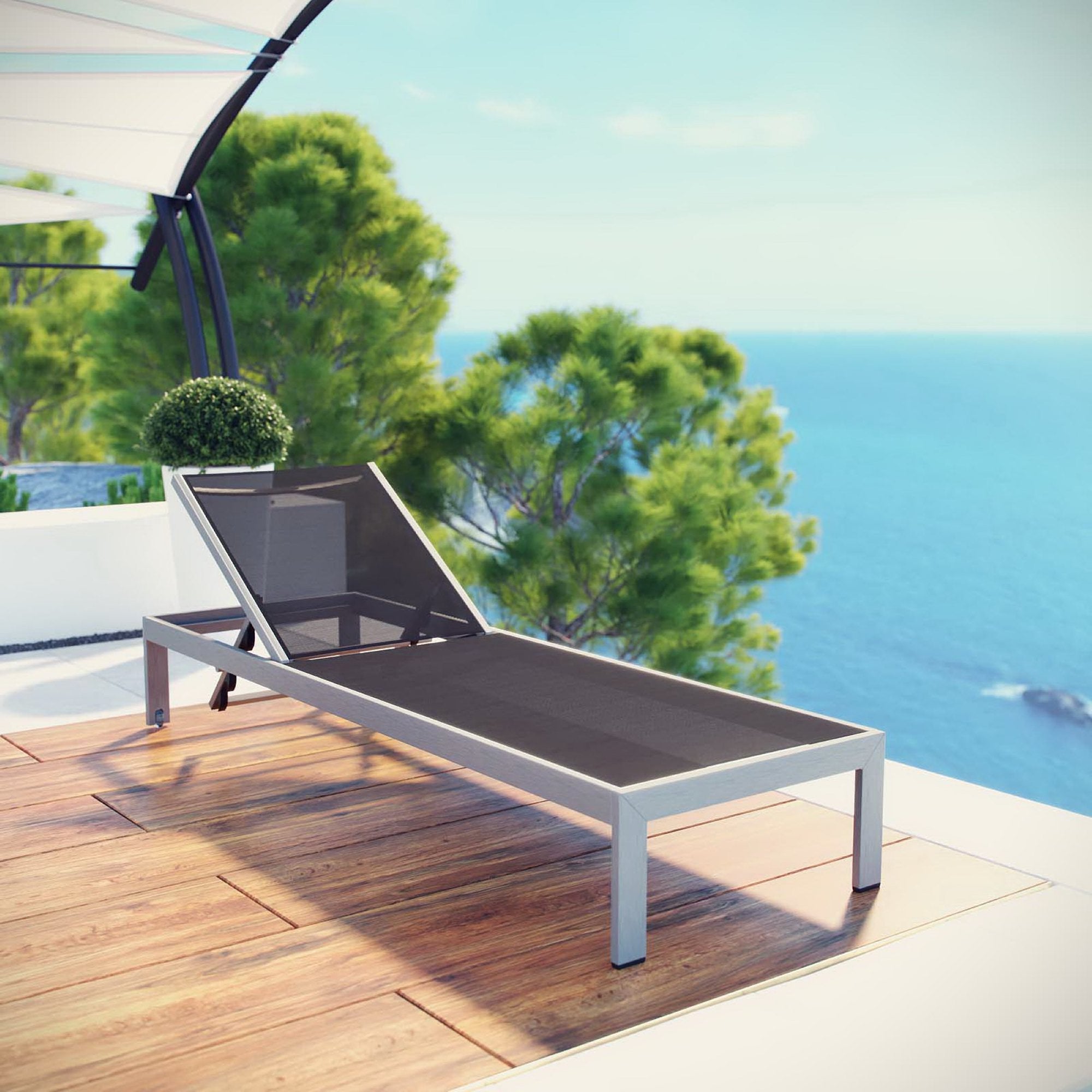 Modway Shore Outdoor Patio Aluminum Mesh Chaise