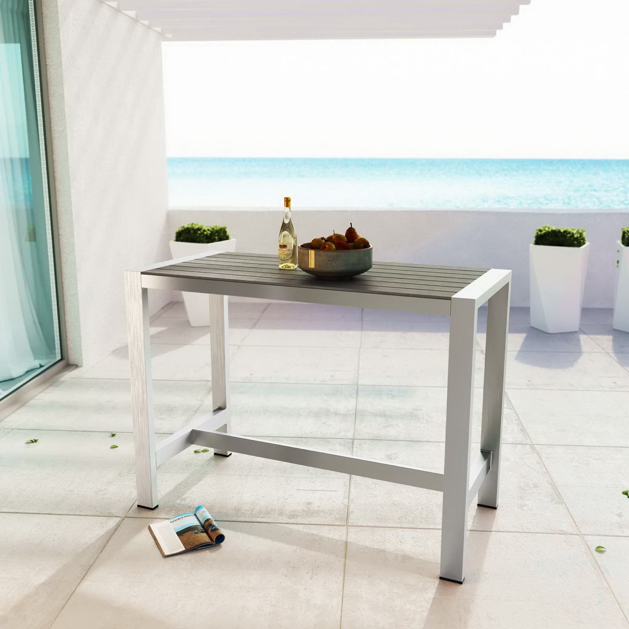 Modway Shore Outdoor Patio Aluminum Rectangle Bar Table