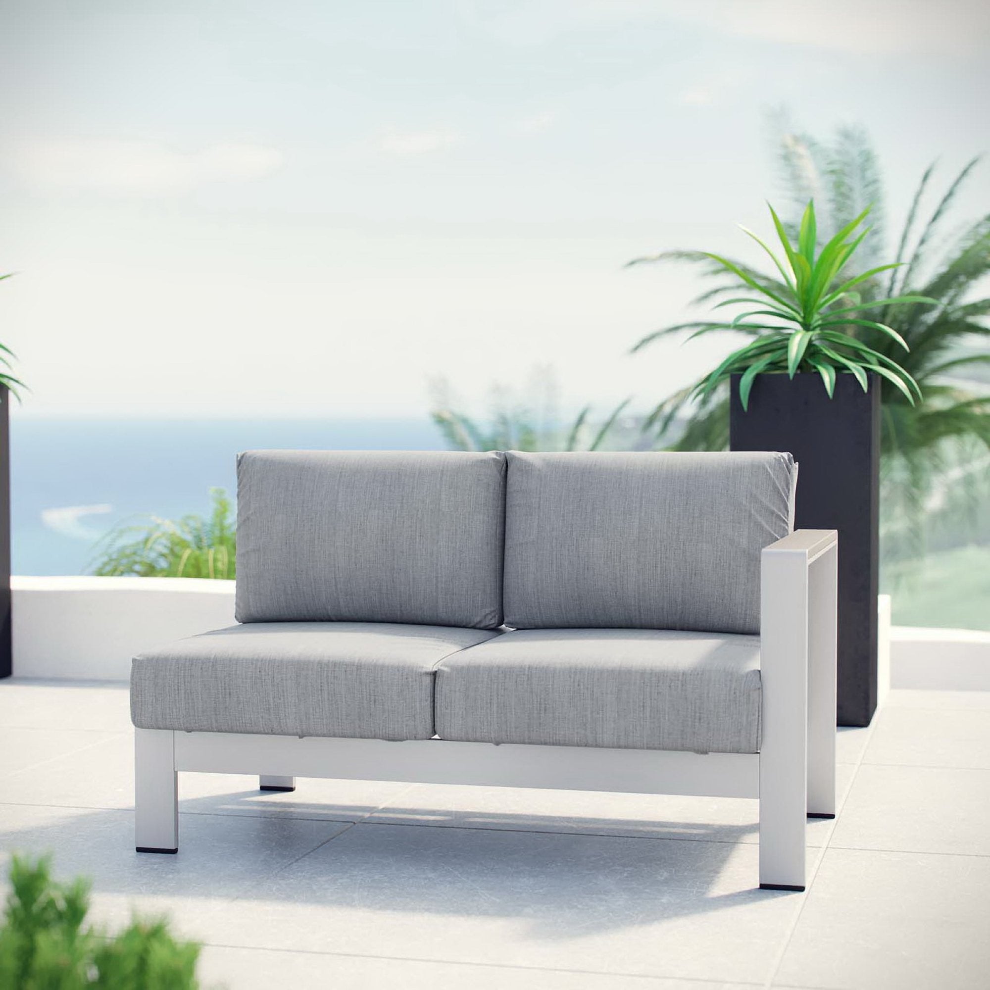 Modway Shore Right-Arm Corner Sectional Outdoor Patio Aluminum Loveseat