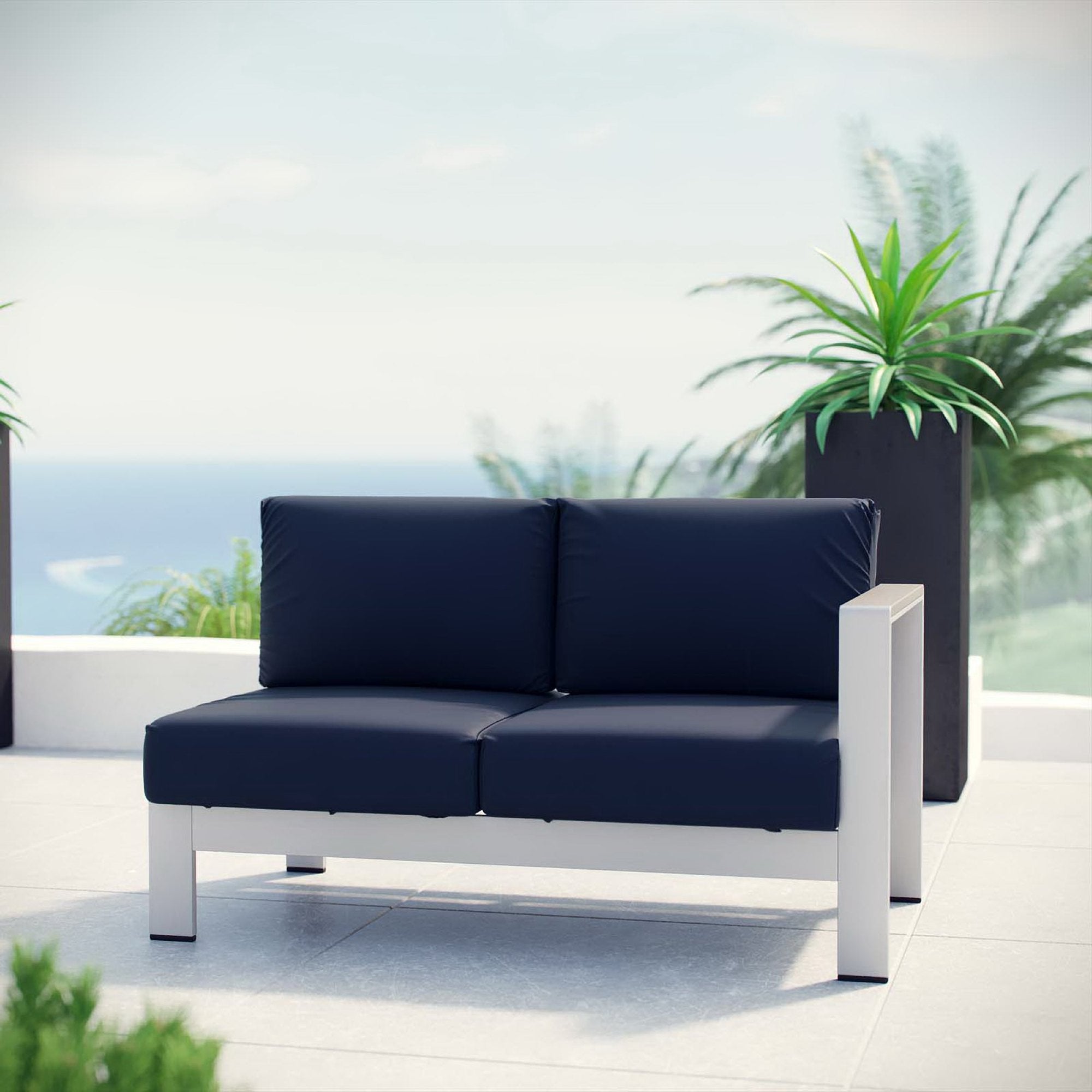 Modway Shore Right-Arm Corner Sectional Outdoor Patio Aluminum Loveseat