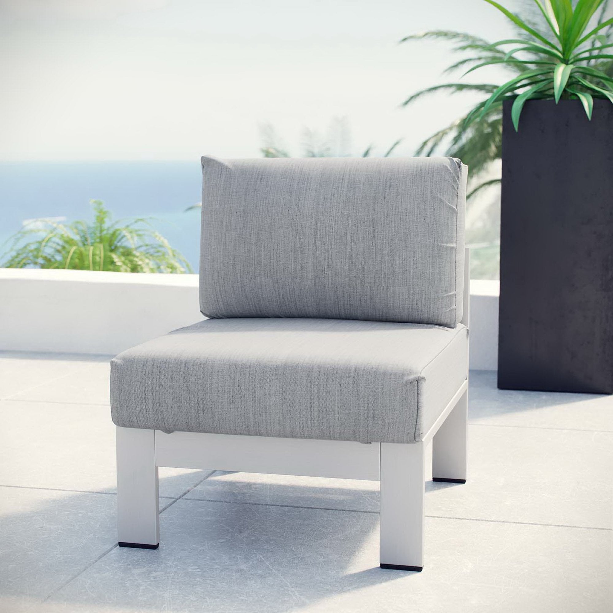 Modway Shore Armless Outdoor Patio Aluminum Chair
