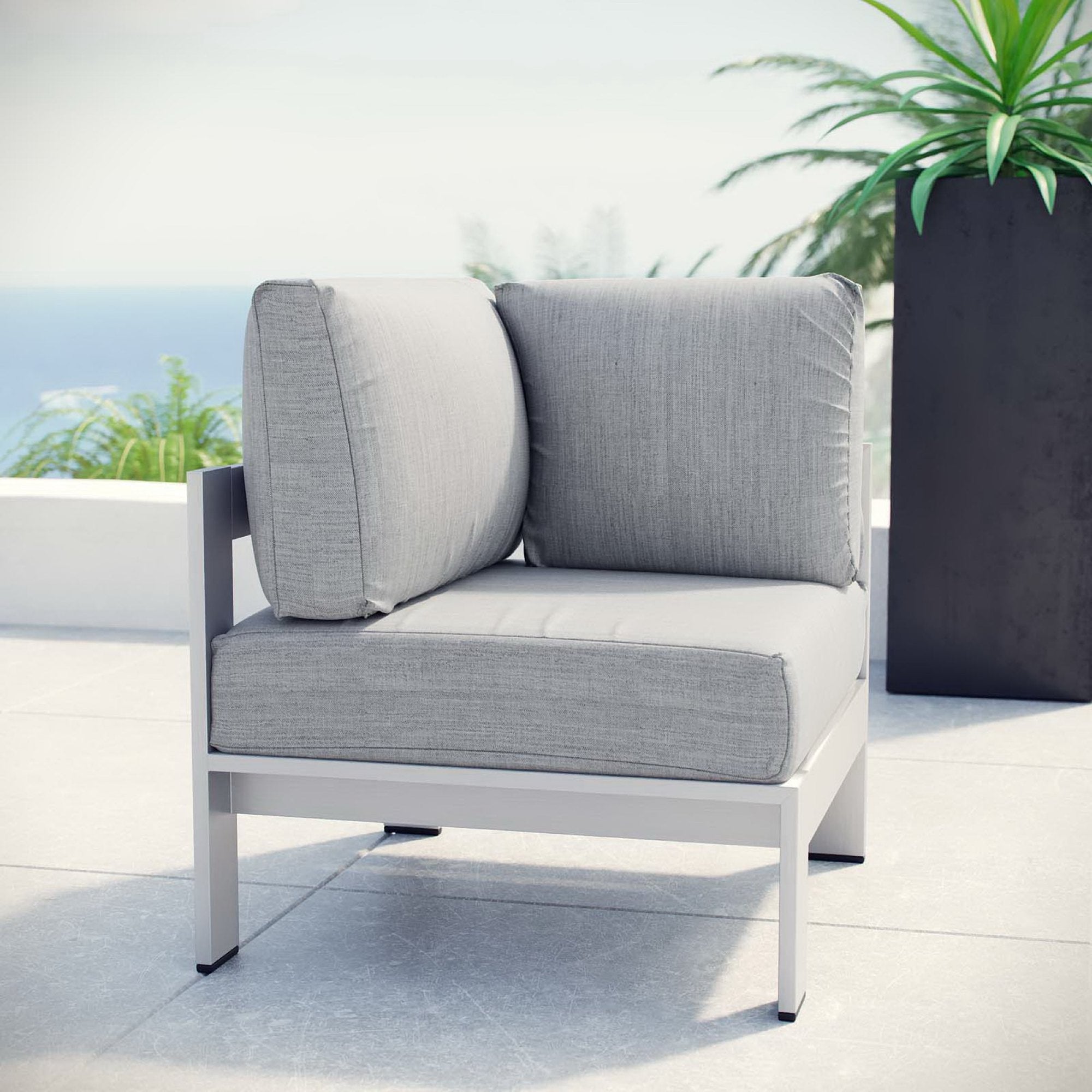 Modway Shore Outdoor Patio Aluminum Corner Sofa