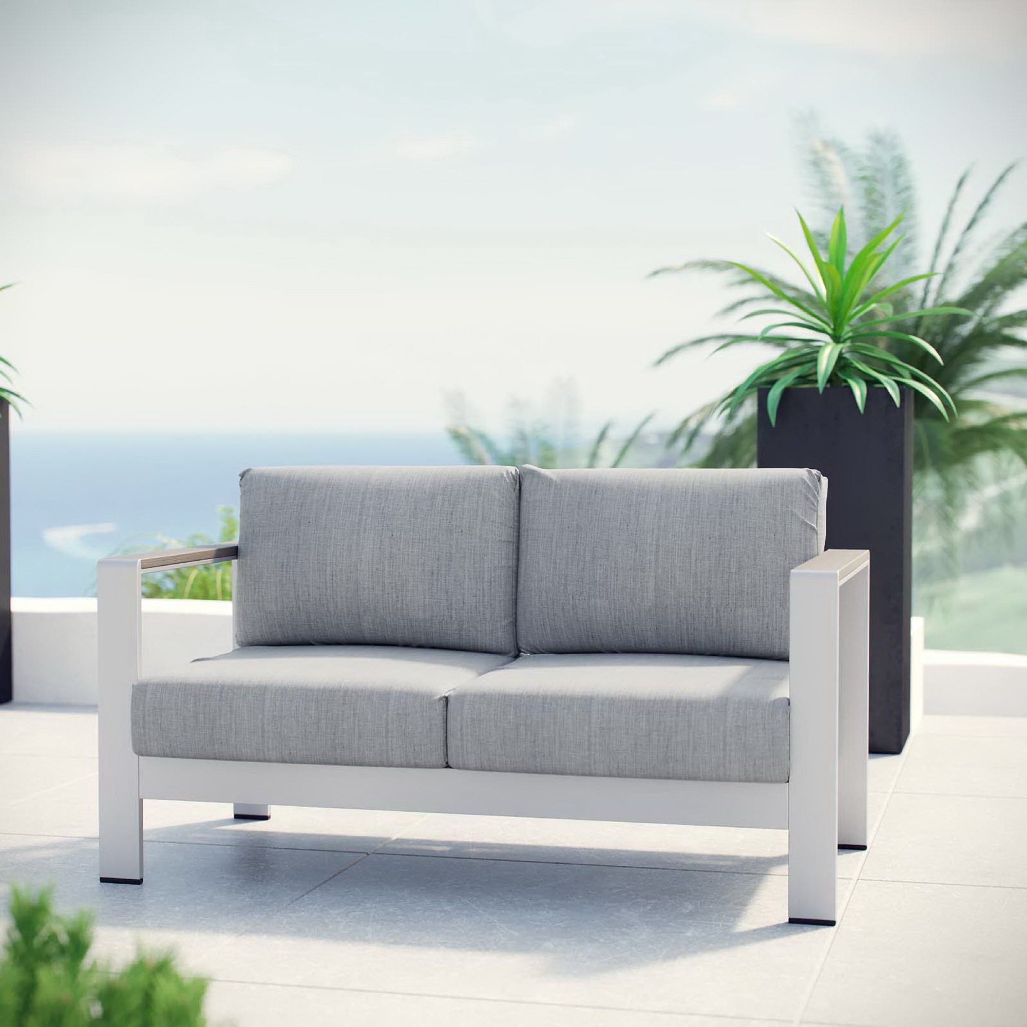 Modway Shore Outdoor Patio Aluminum Loveseat