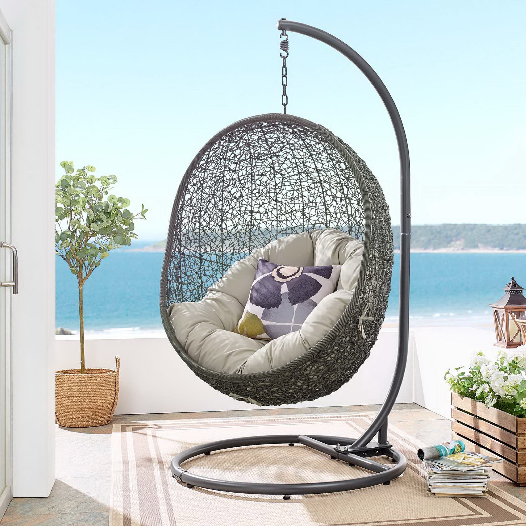 Modway Hide Outdoor Patio Swing Chair With Stand
