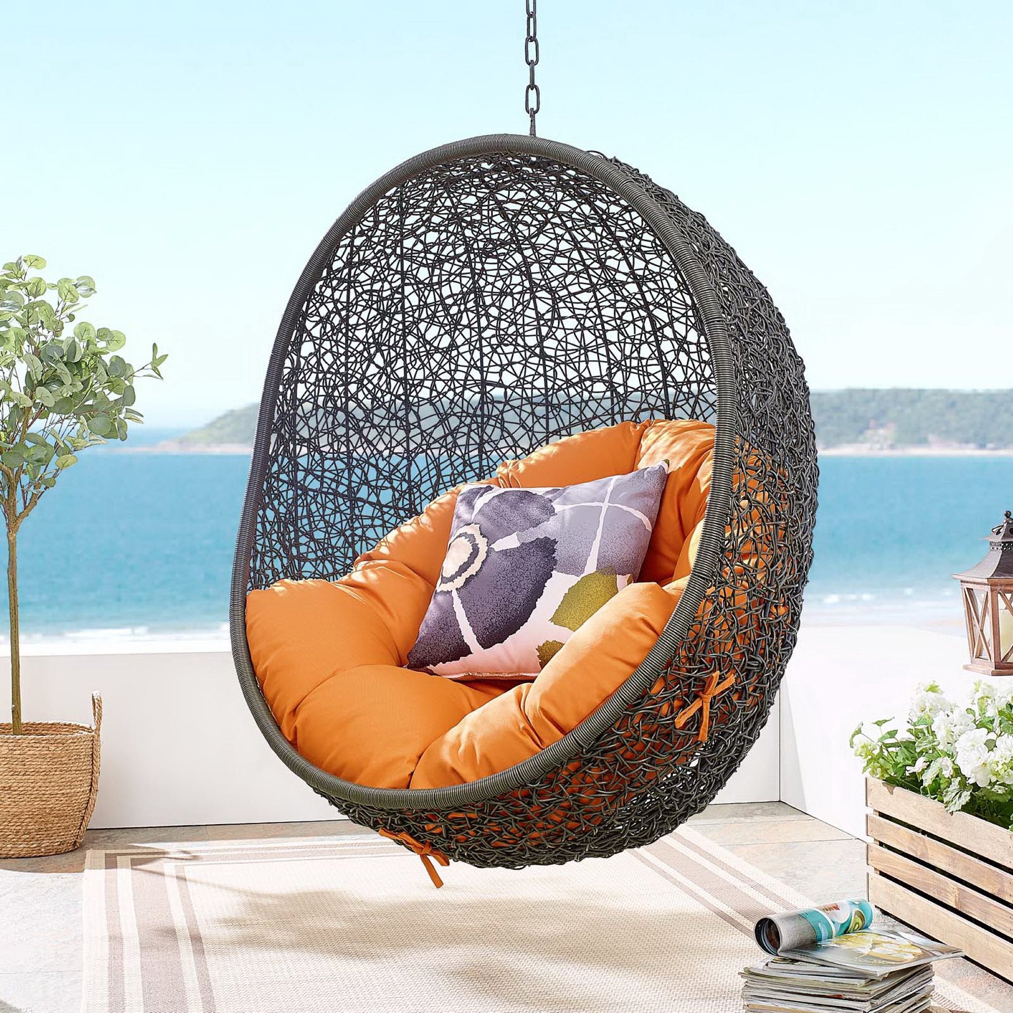 Modway Hide Outdoor Patio Swing Chair With Stand