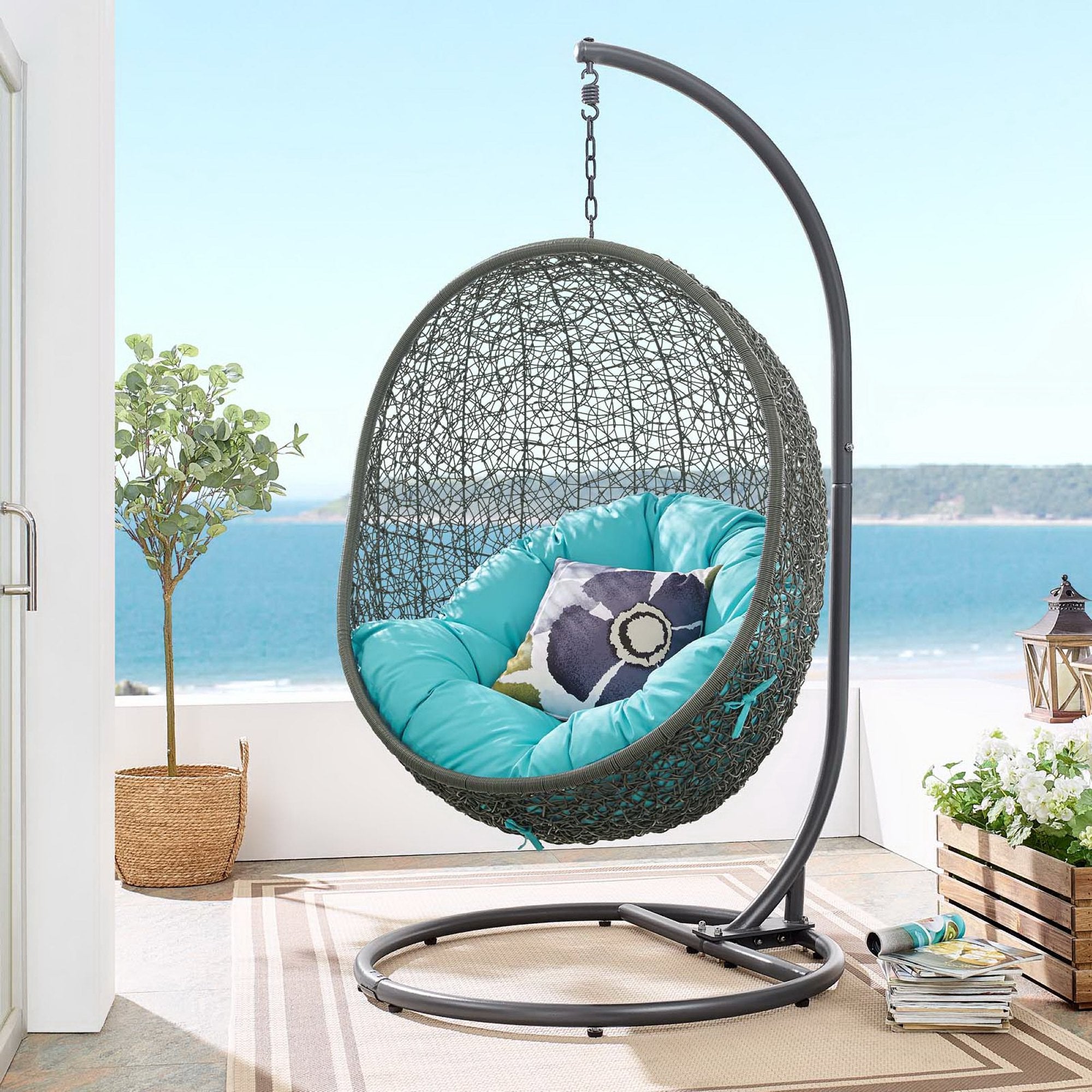 Modway Hide Outdoor Patio Swing Chair With Stand