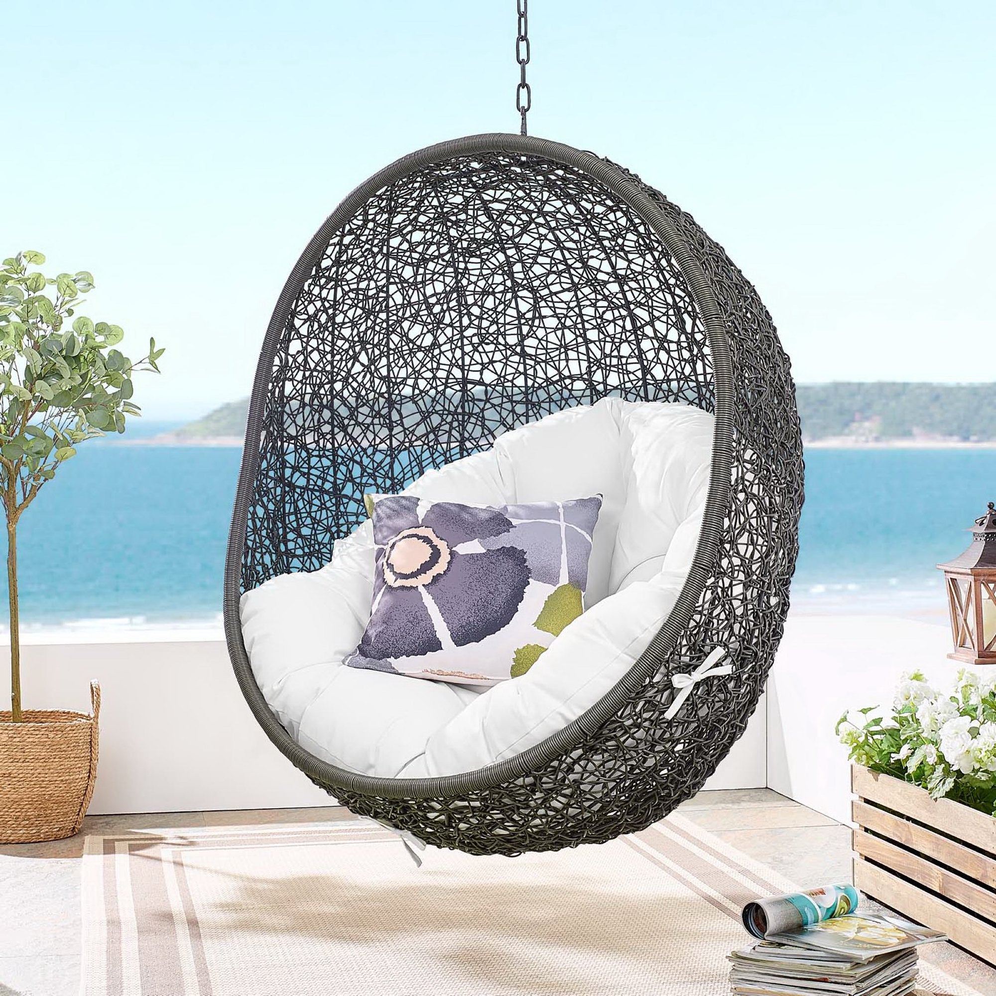 Modway Hide Outdoor Patio Swing Chair With Stand