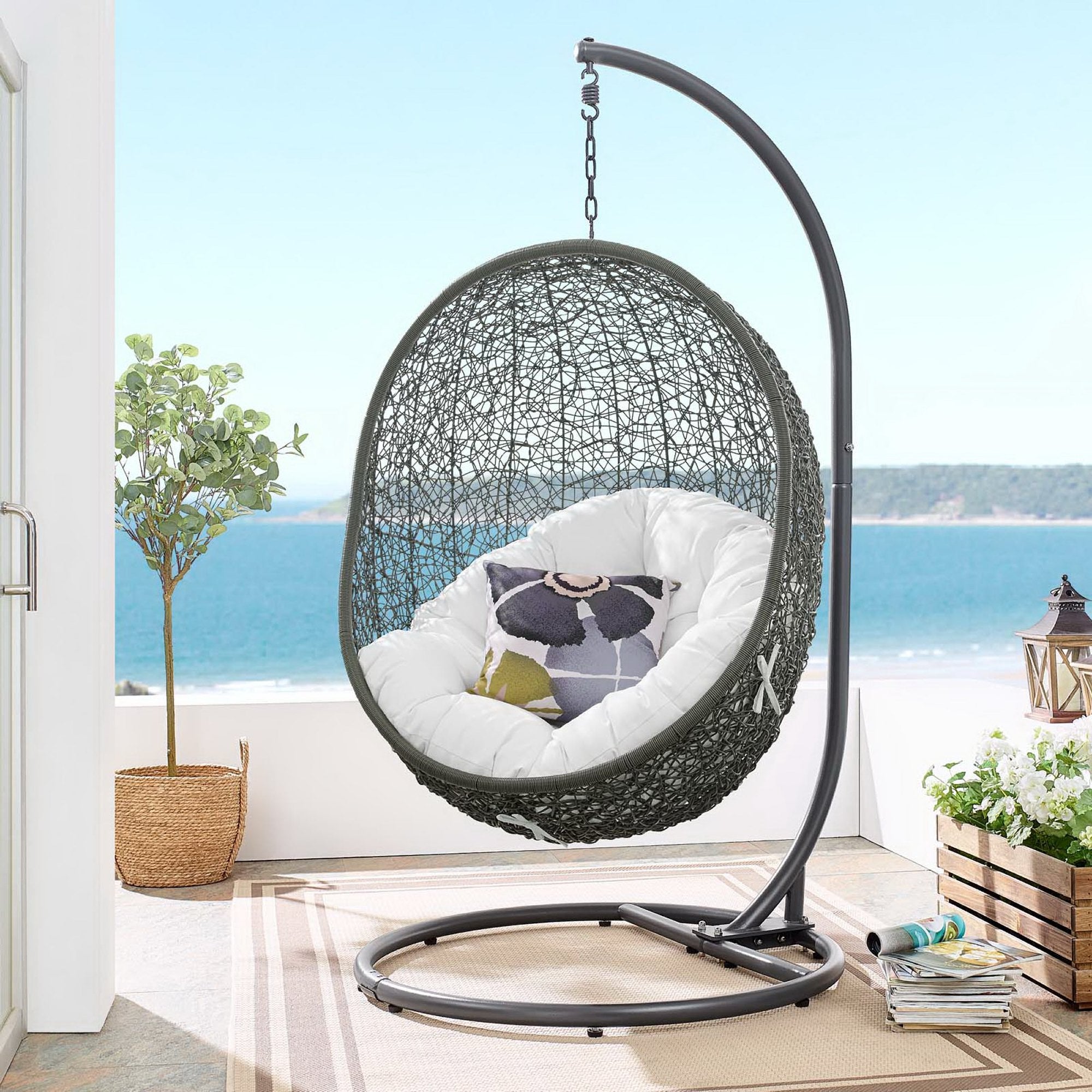 Modway Hide Outdoor Patio Swing Chair With Stand