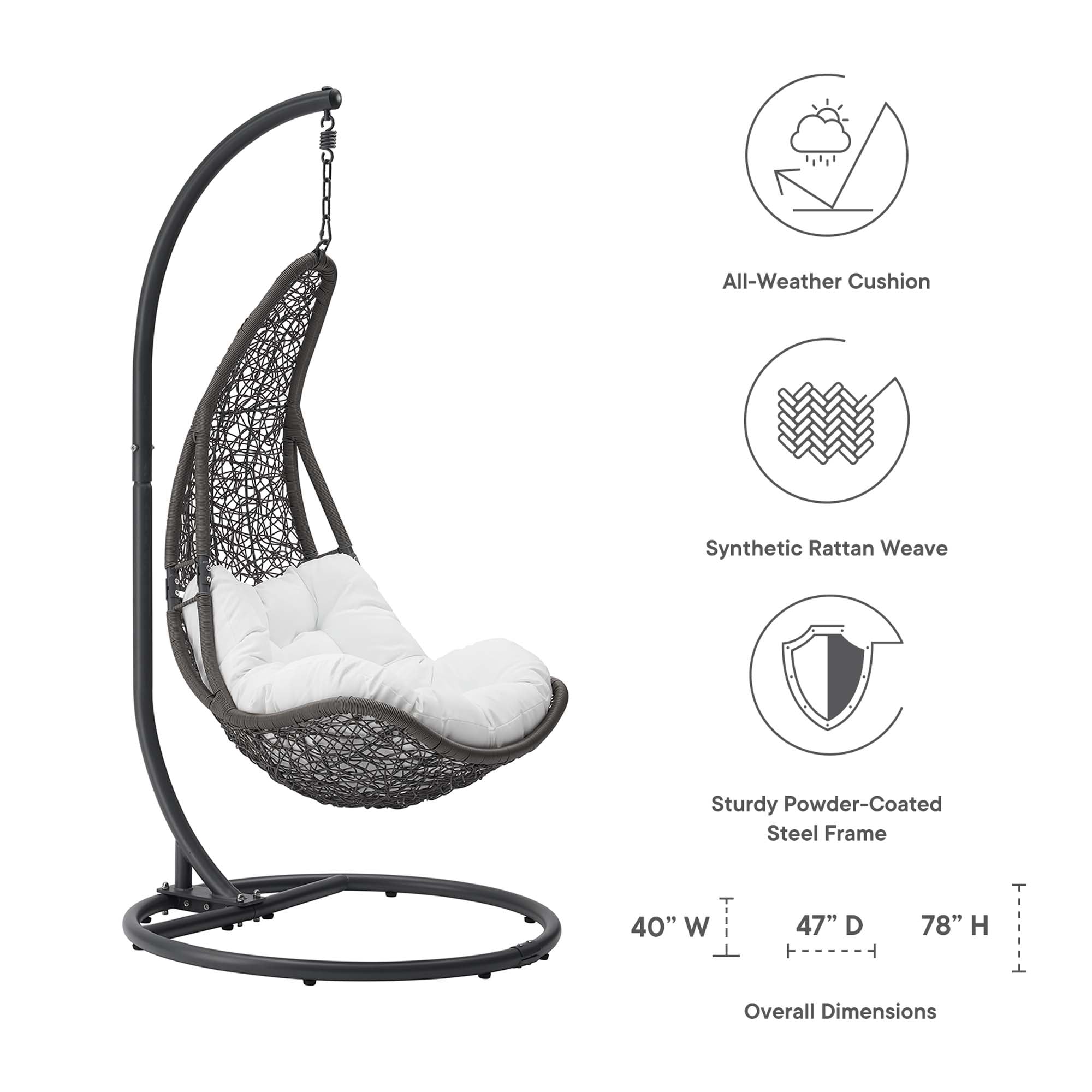 Modway Abate Wicker Rattan Outdoor Patio Swing Chair