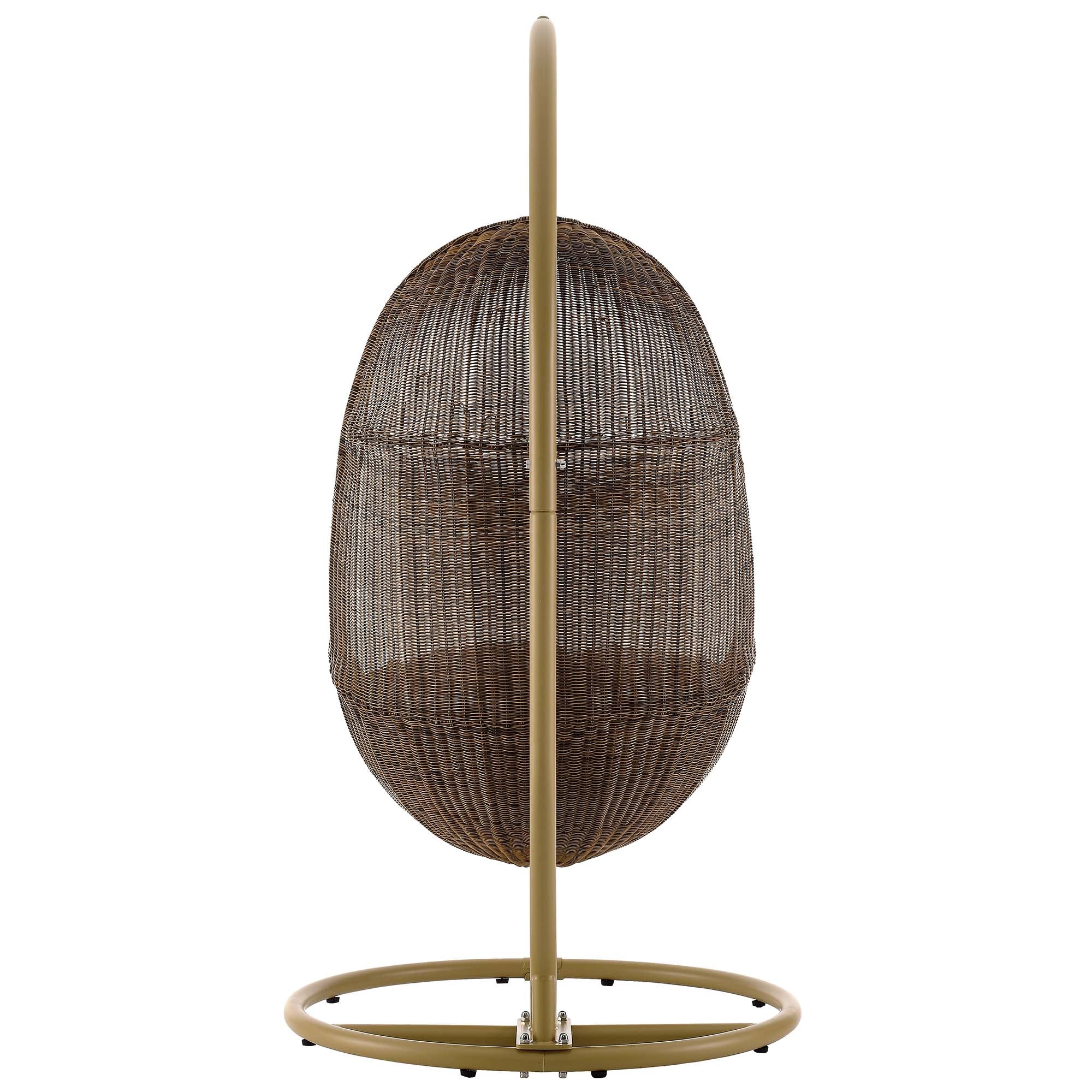 Modway Bean Outdoor Patio Wood Swing Chair With Stand
