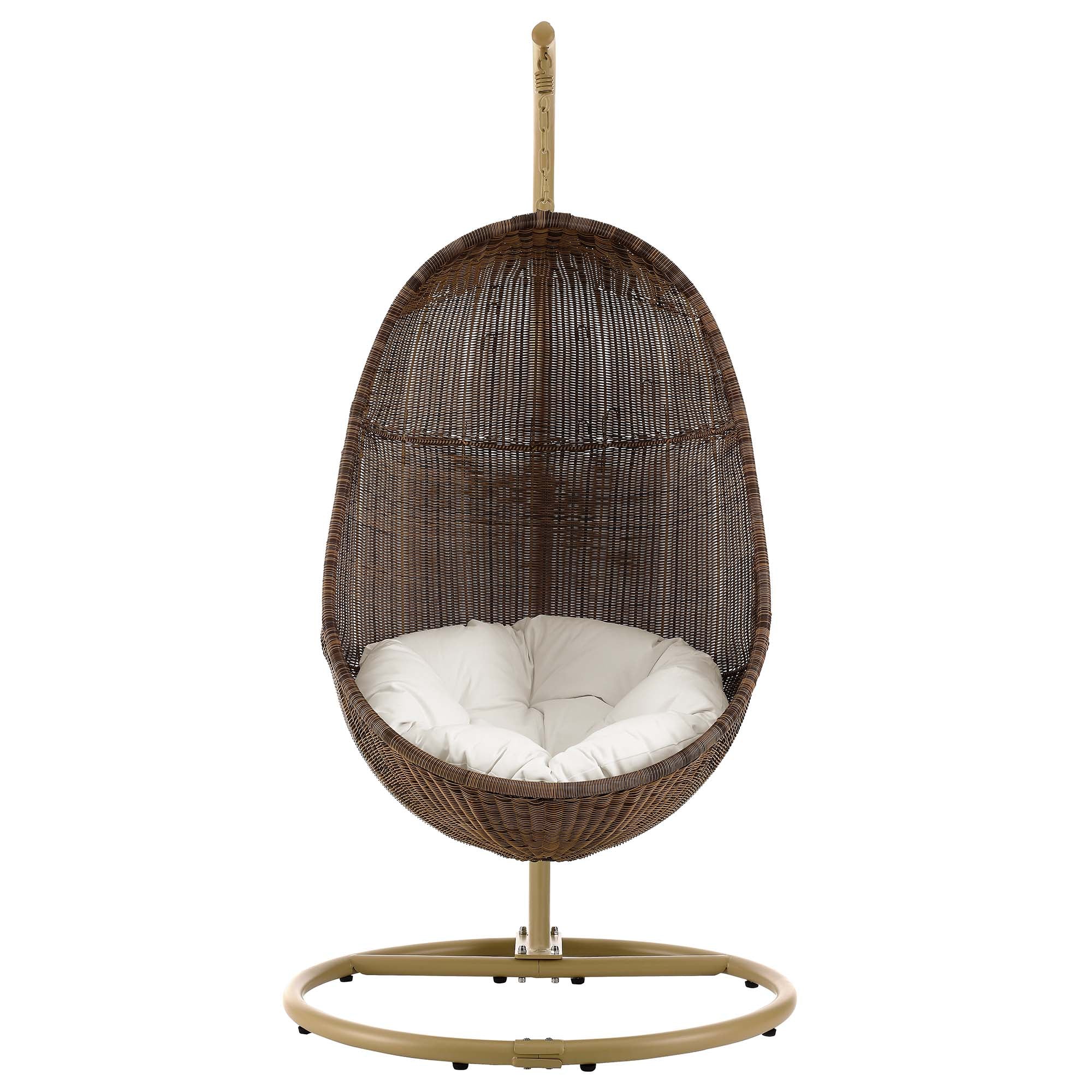 Modway Bean Outdoor Patio Wood Swing Chair With Stand