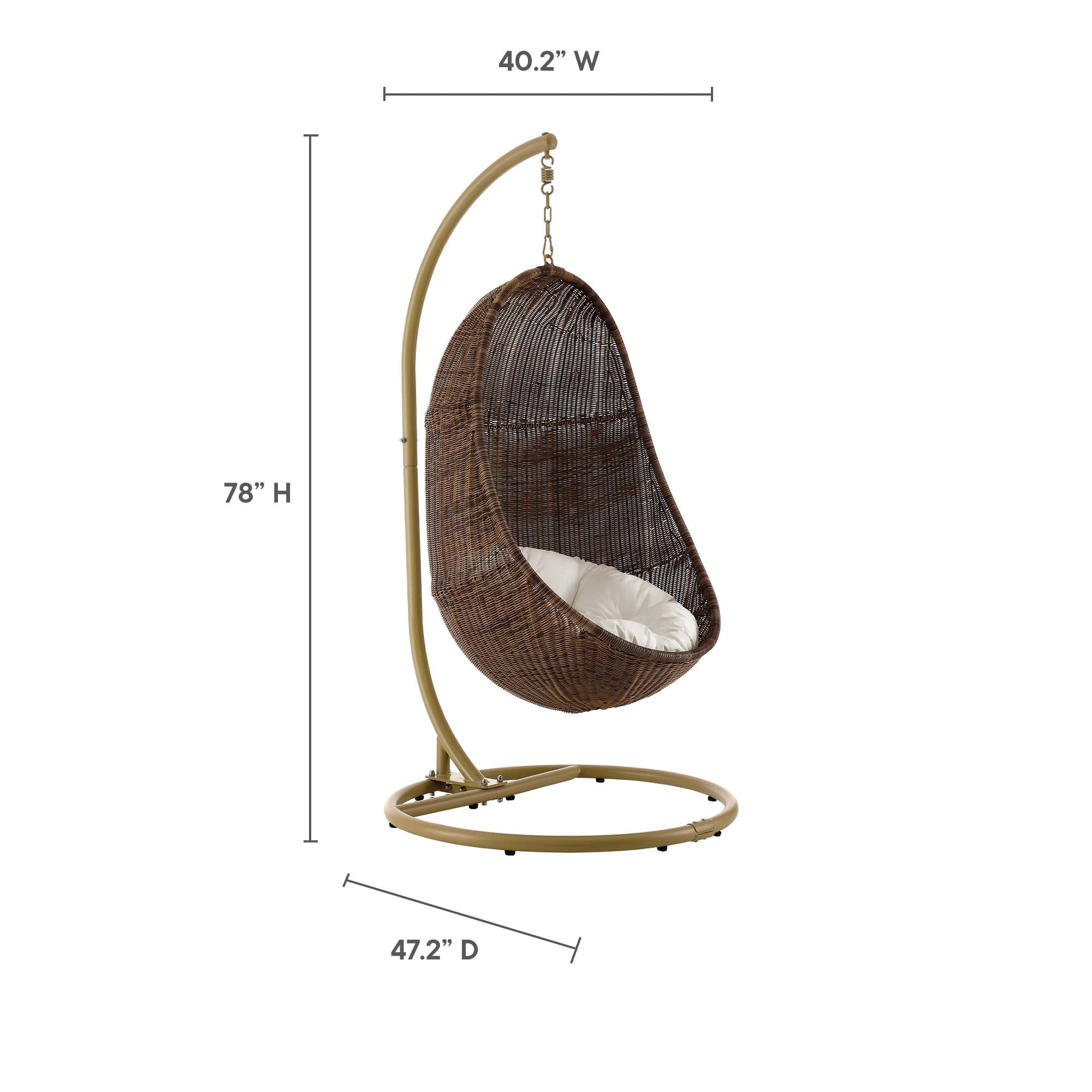 Modway Bean Outdoor Patio Wood Swing Chair With Stand