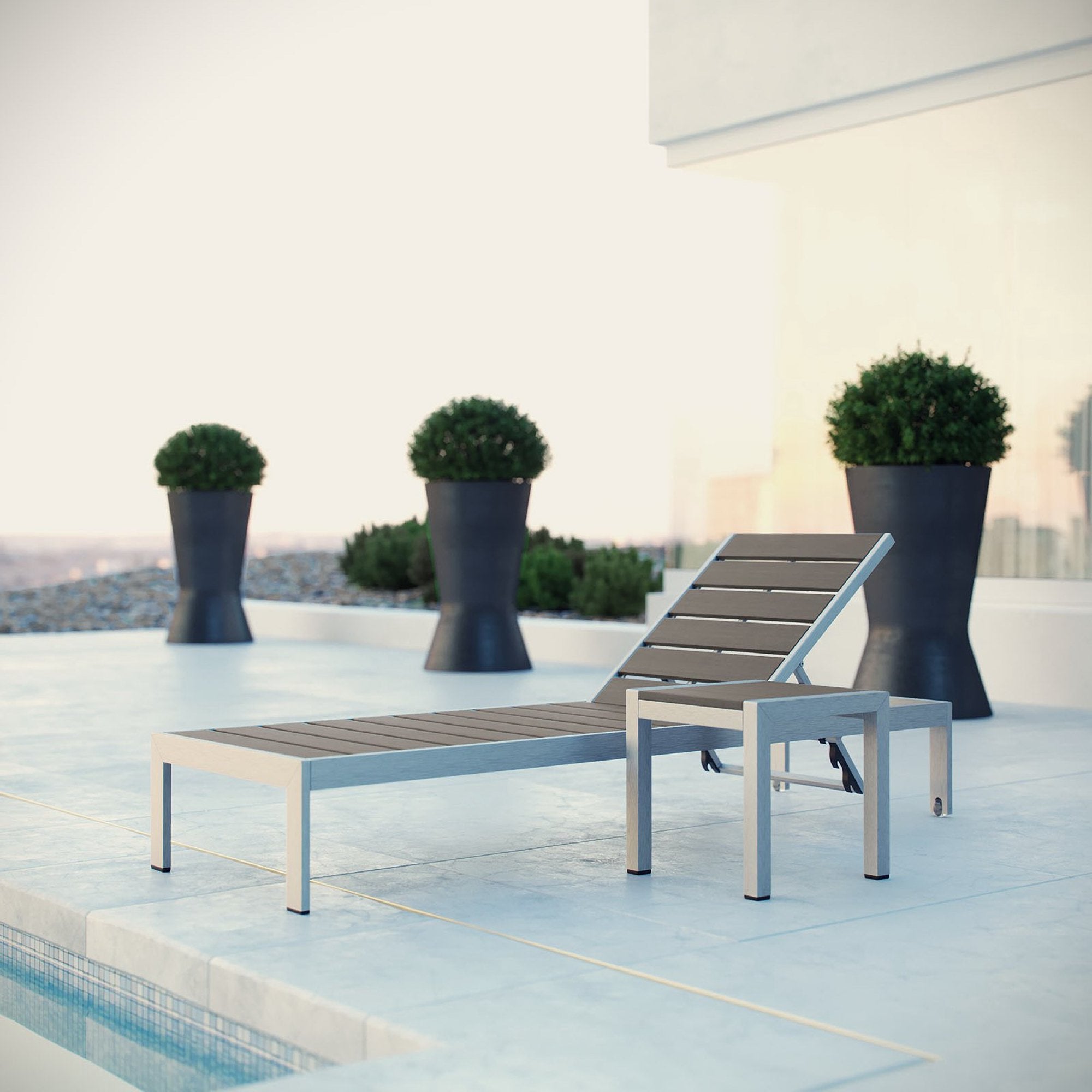 Modway Shore 2 Piece Outdoor Patio Aluminum Set