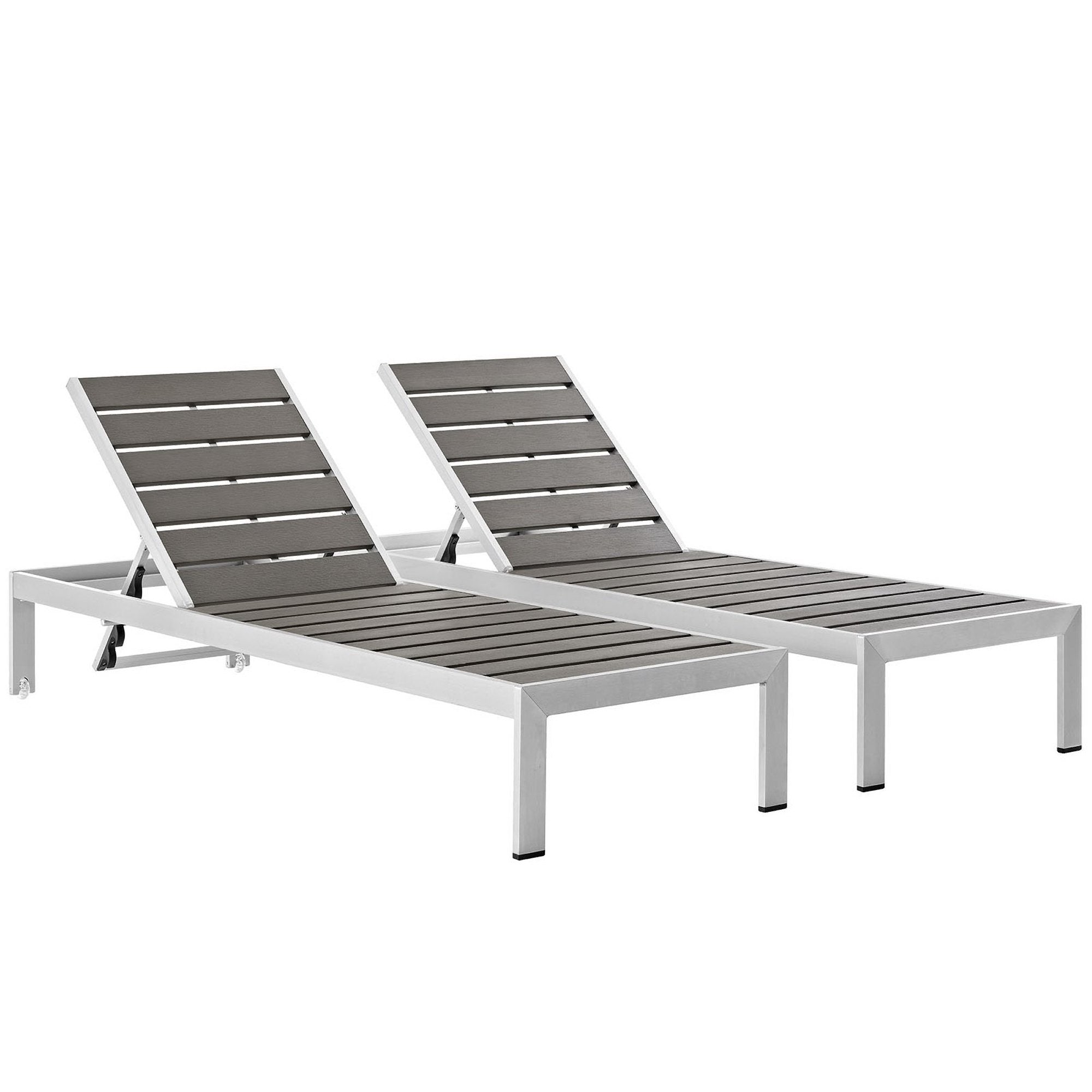 Modway Shore Outdoor Patio Aluminum Chaise Set of 2