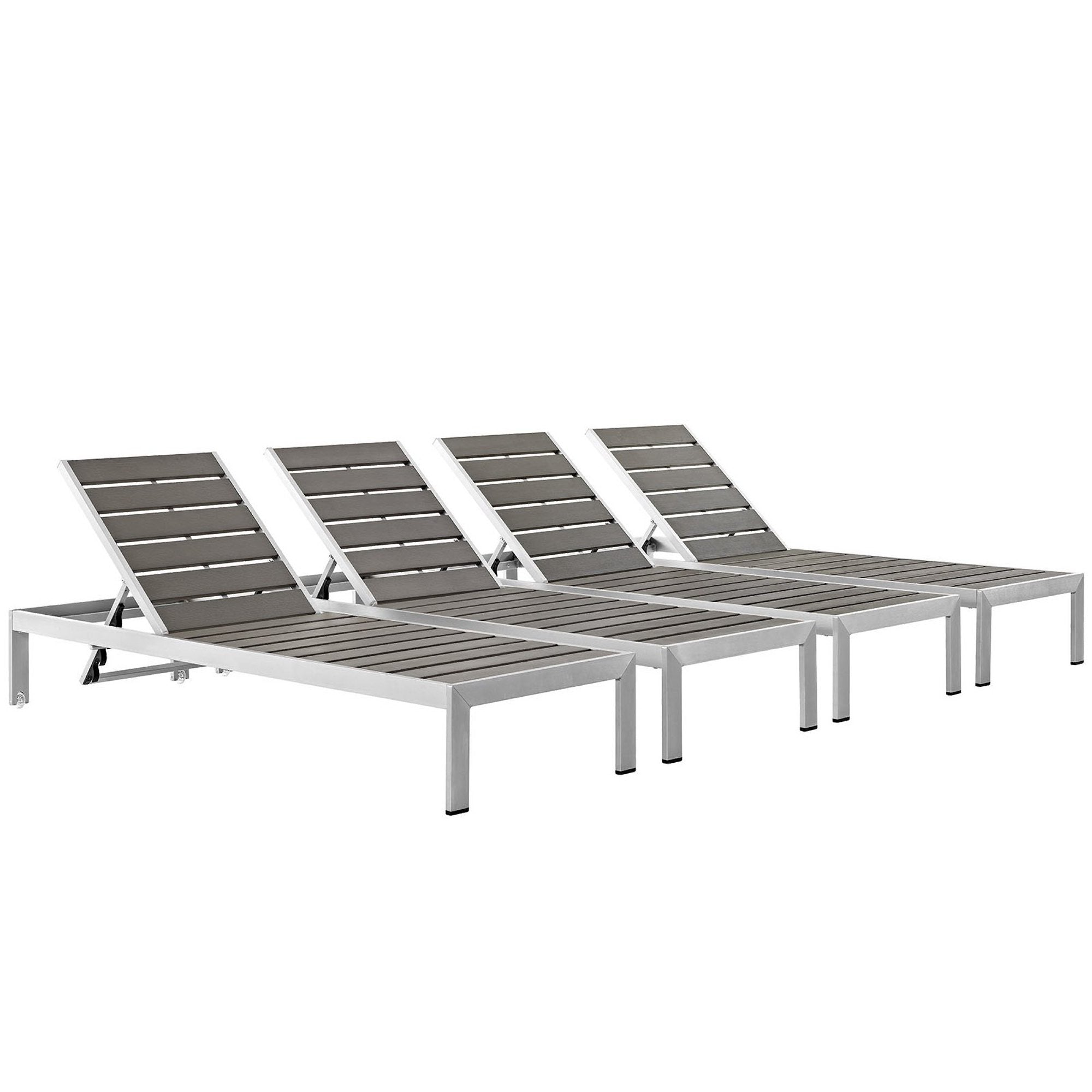 Modway Shore Outdoor Patio Aluminum Chaise Set of 4