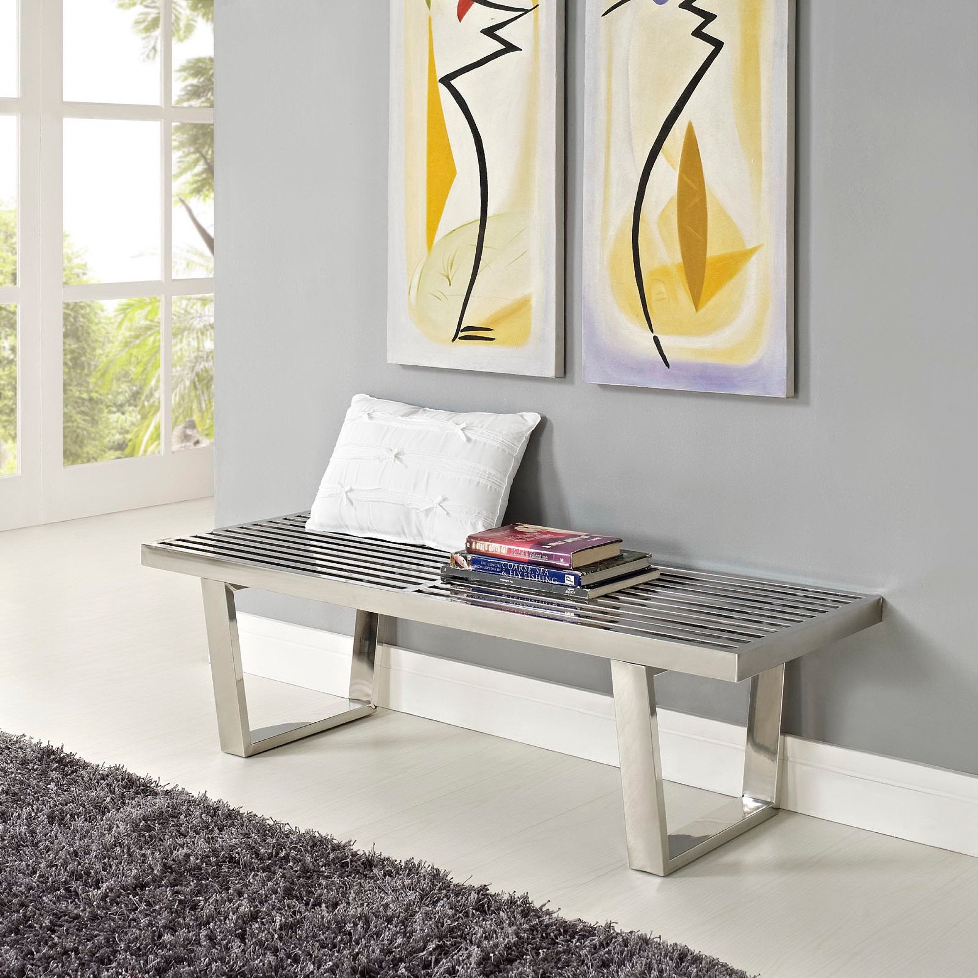 Modway Sauna 4' Stainless Steel Bench