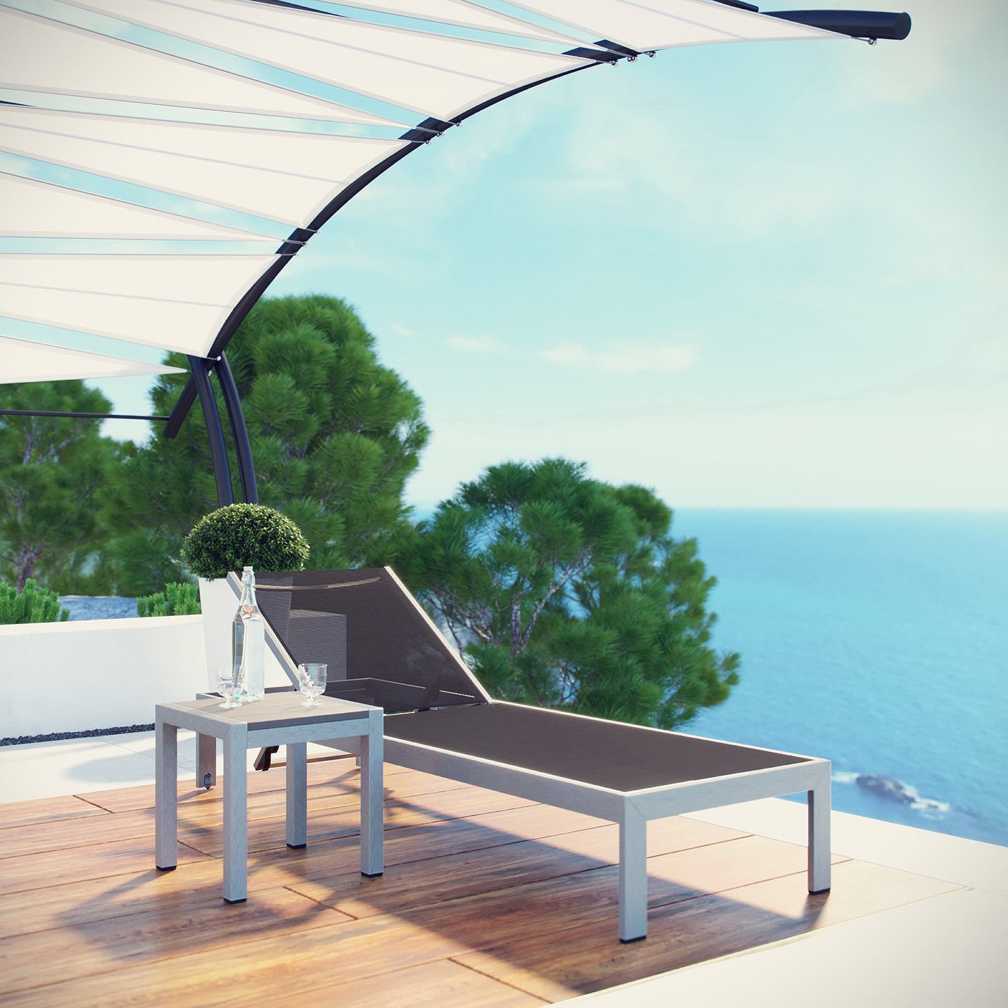 Modway Shore 2 Piece Outdoor Patio Aluminum Set