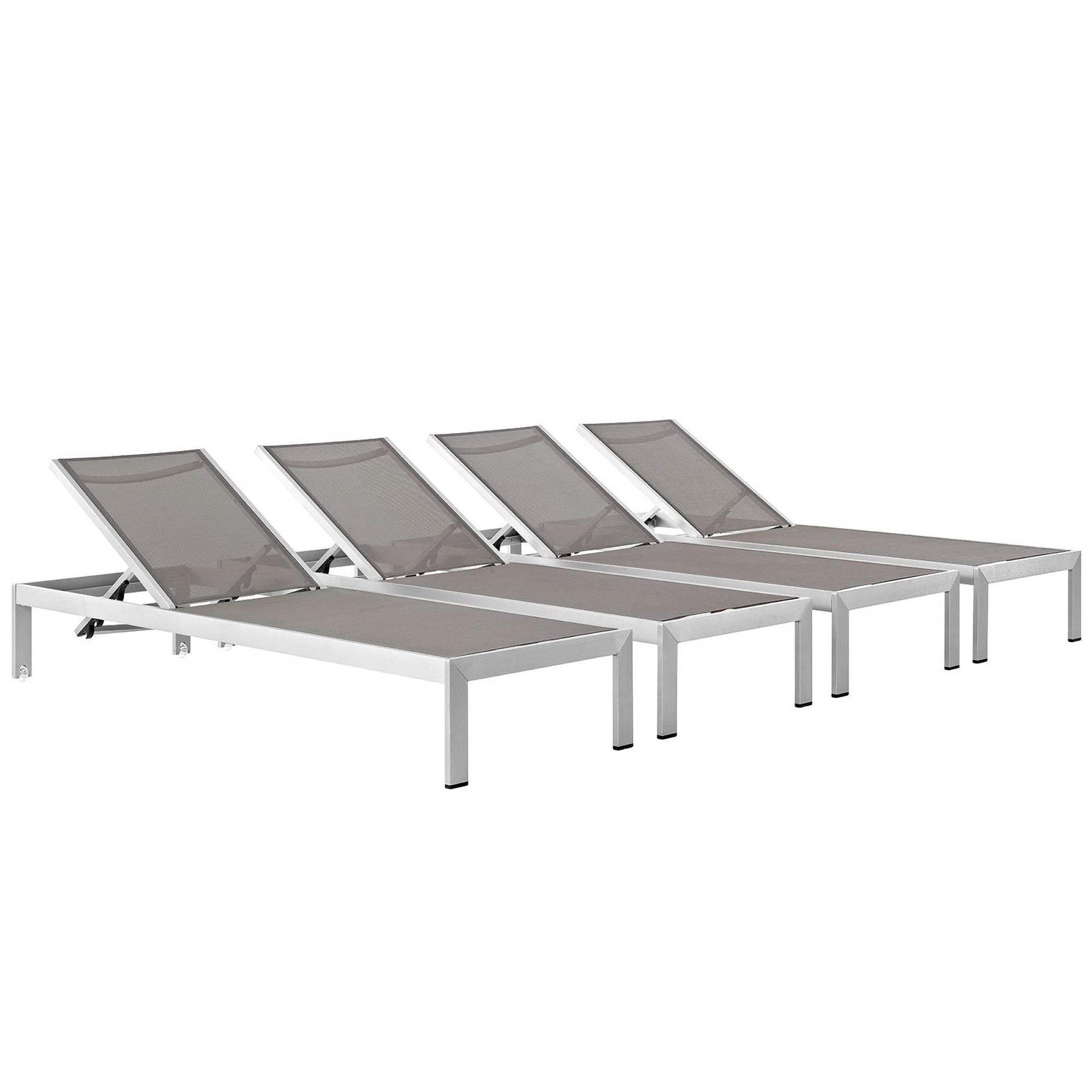 Modway Shore Outdoor Patio Aluminum Chaise Set of 4
