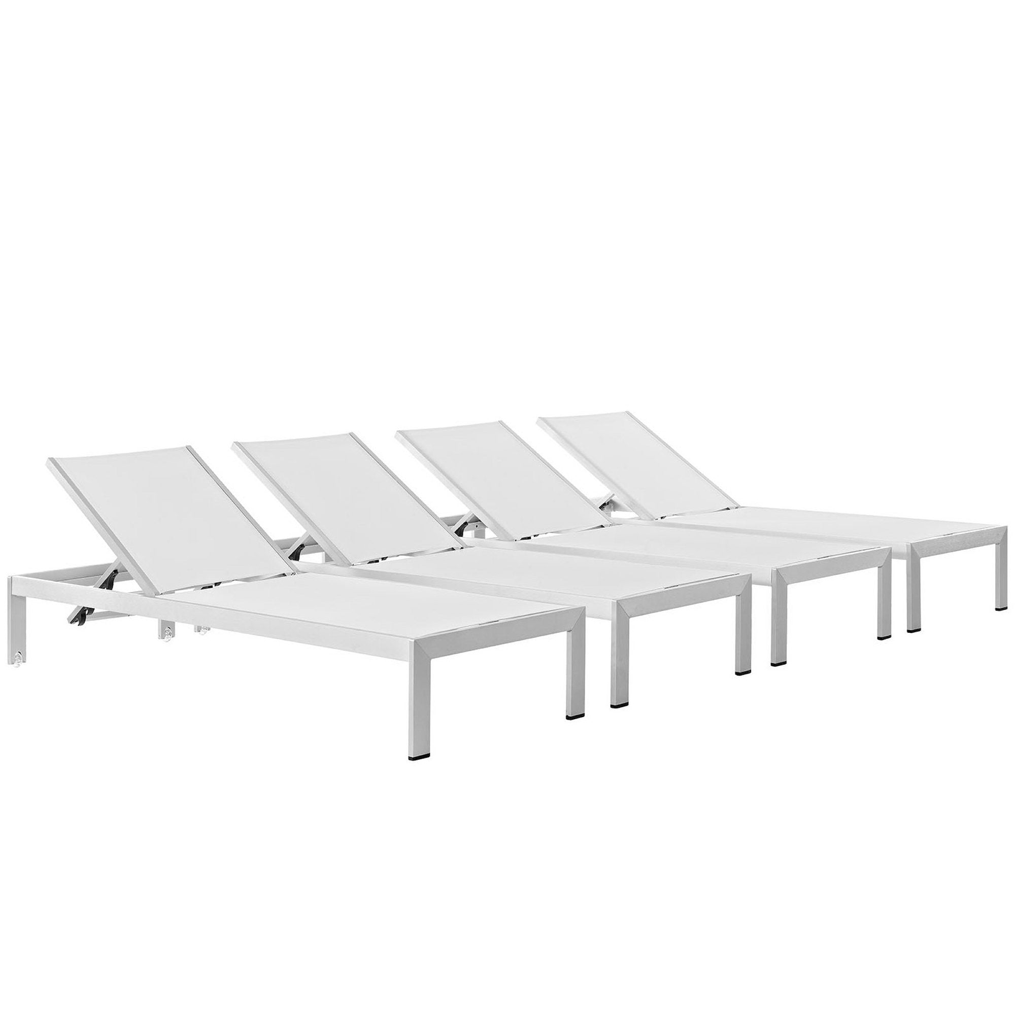 Modway Shore Outdoor Patio Aluminum Chaise Set of 4