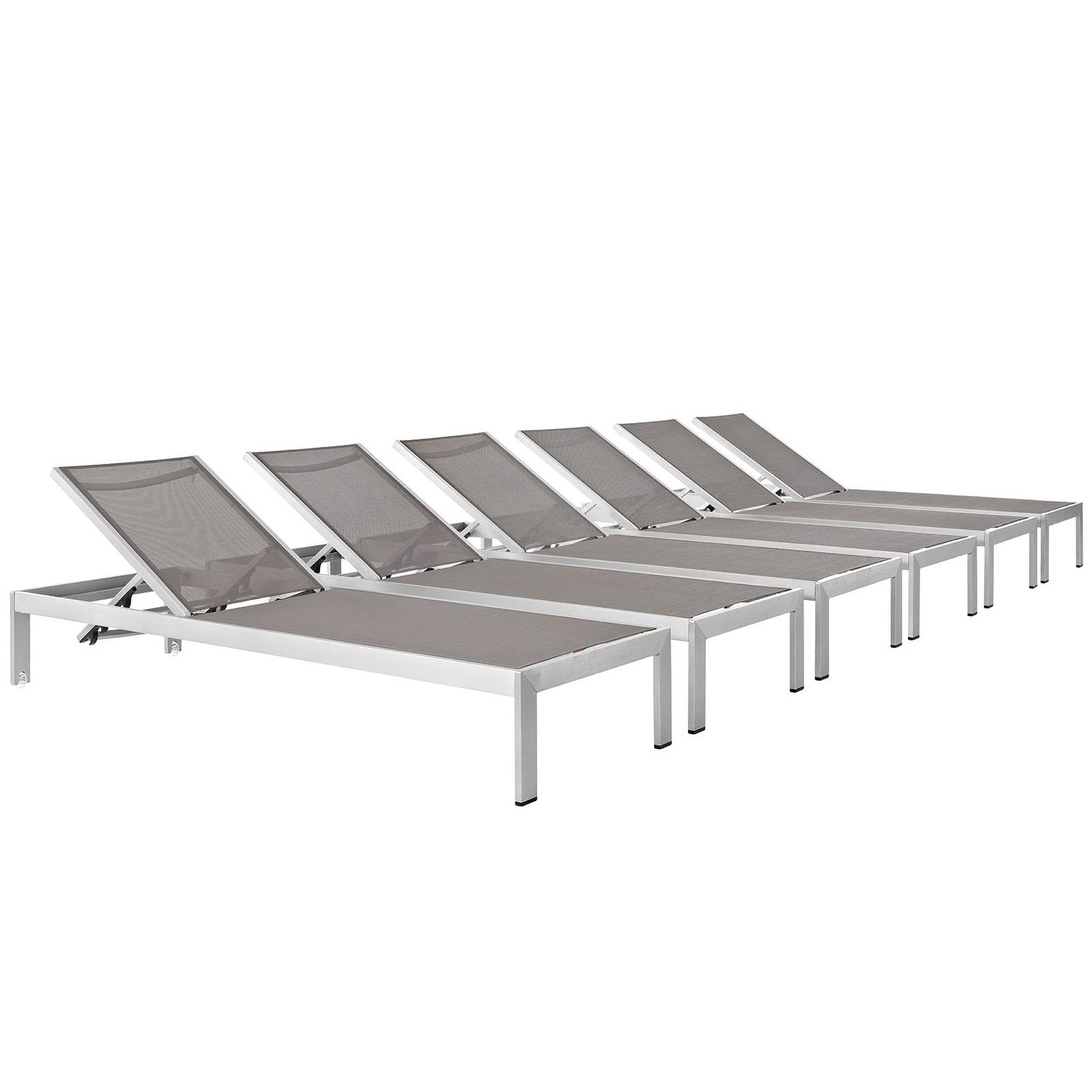 Modway Shore Outdoor Patio Aluminum Chaise Set of 6