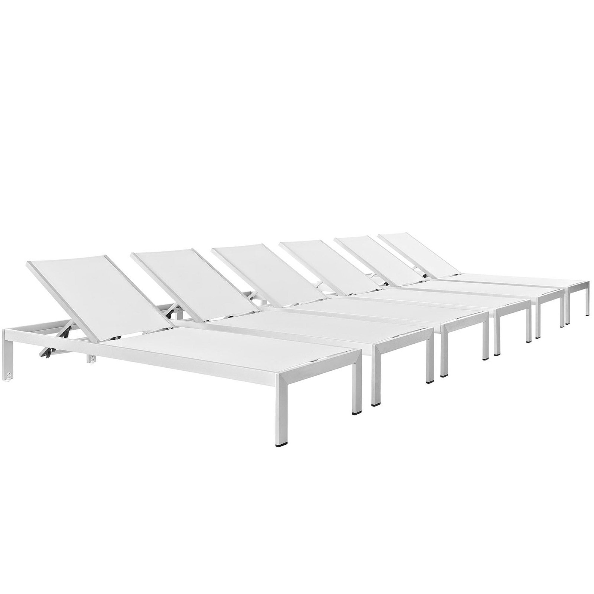 Modway Shore Outdoor Patio Aluminum Chaise Set of 6