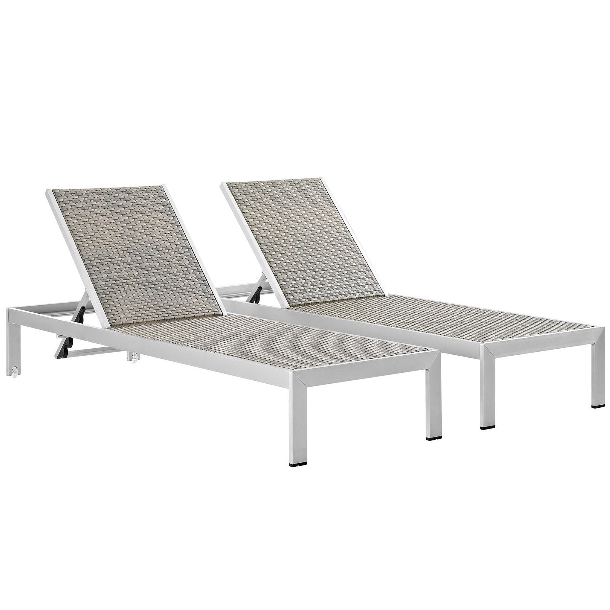 Modway Shore Outdoor Patio Aluminum Chaise Set of 2