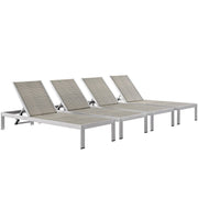Modway Shore Outdoor Patio Aluminum Chaise Set of 4