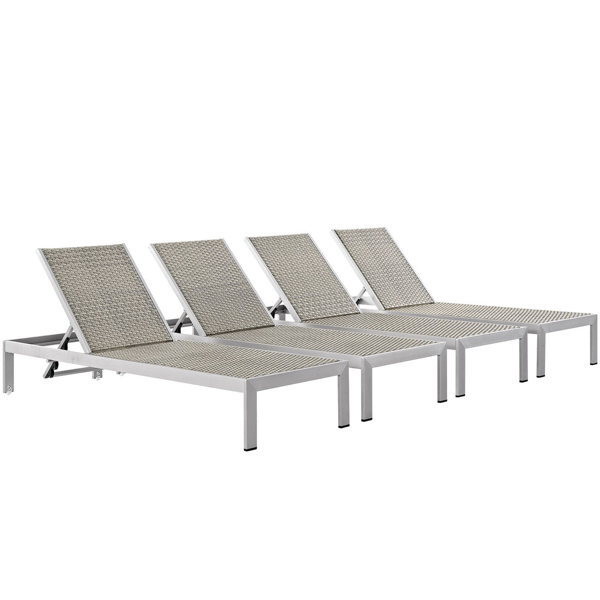 Modway Shore Outdoor Patio Aluminum Chaise Set of 4