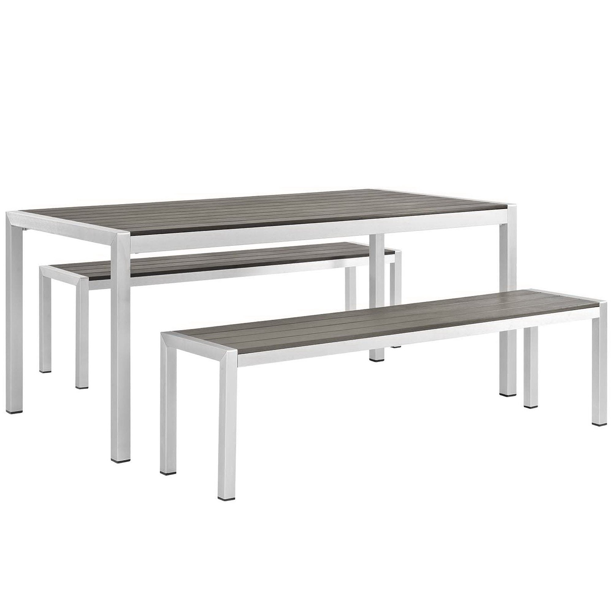 Modway Shore 3 Piece Outdoor Patio Aluminum Dining Set