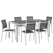 Modway Shore 7 Piece Outdoor Patio Aluminum Dining Set