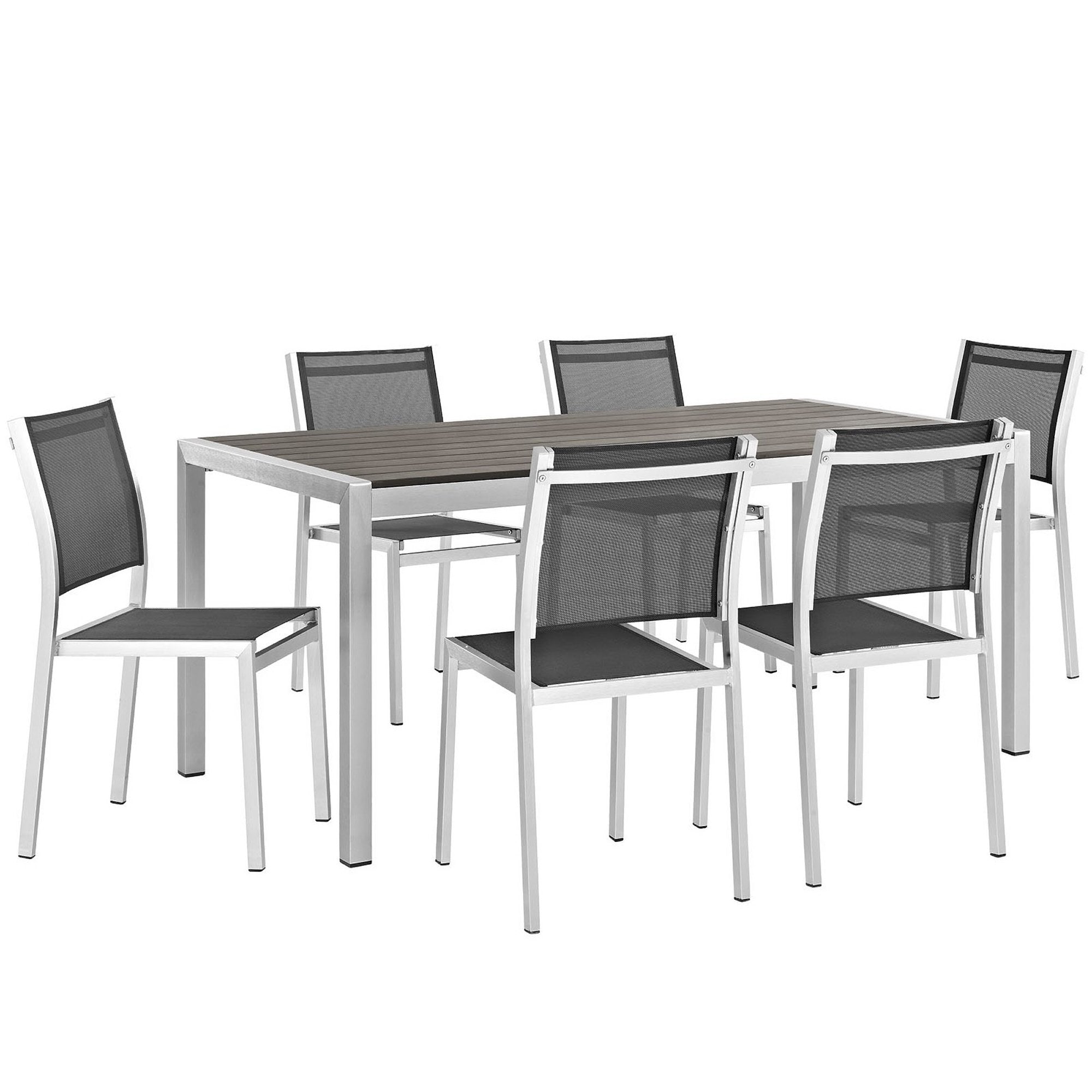 Modway Shore 7 Piece Outdoor Patio Aluminum Dining Set