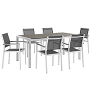 Modway Shore 7 Piece Outdoor Patio Aluminum Dining Set