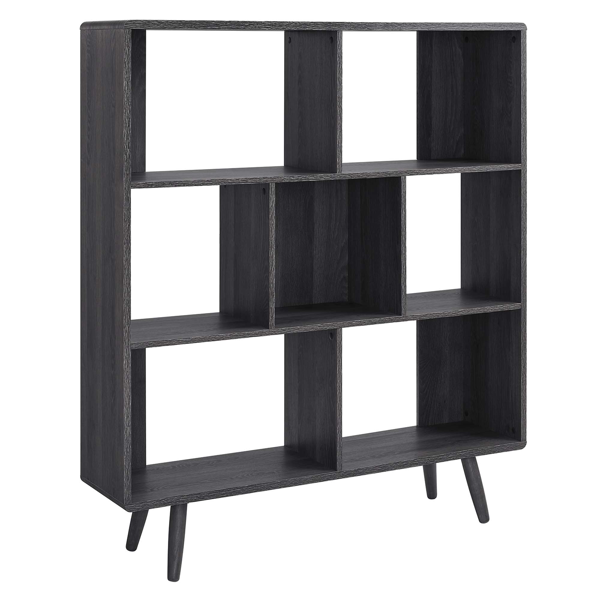 Modway Transmit 7-Shelf Wood Grain Bookcase