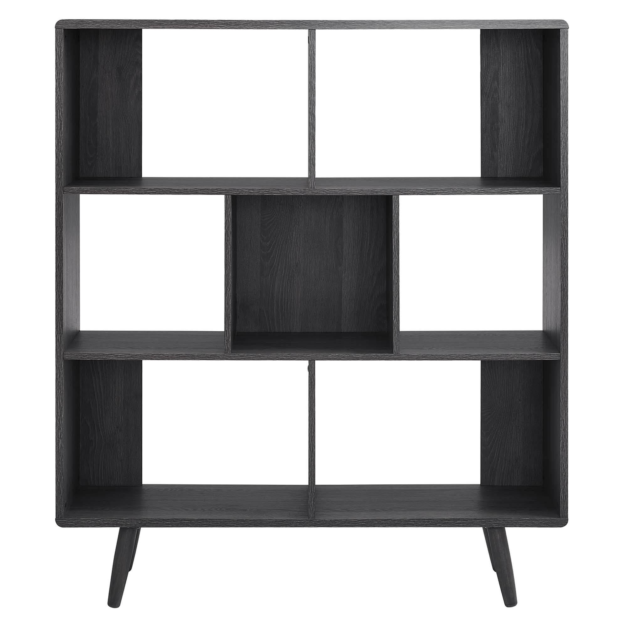 Modway Transmit 7-Shelf Wood Grain Bookcase